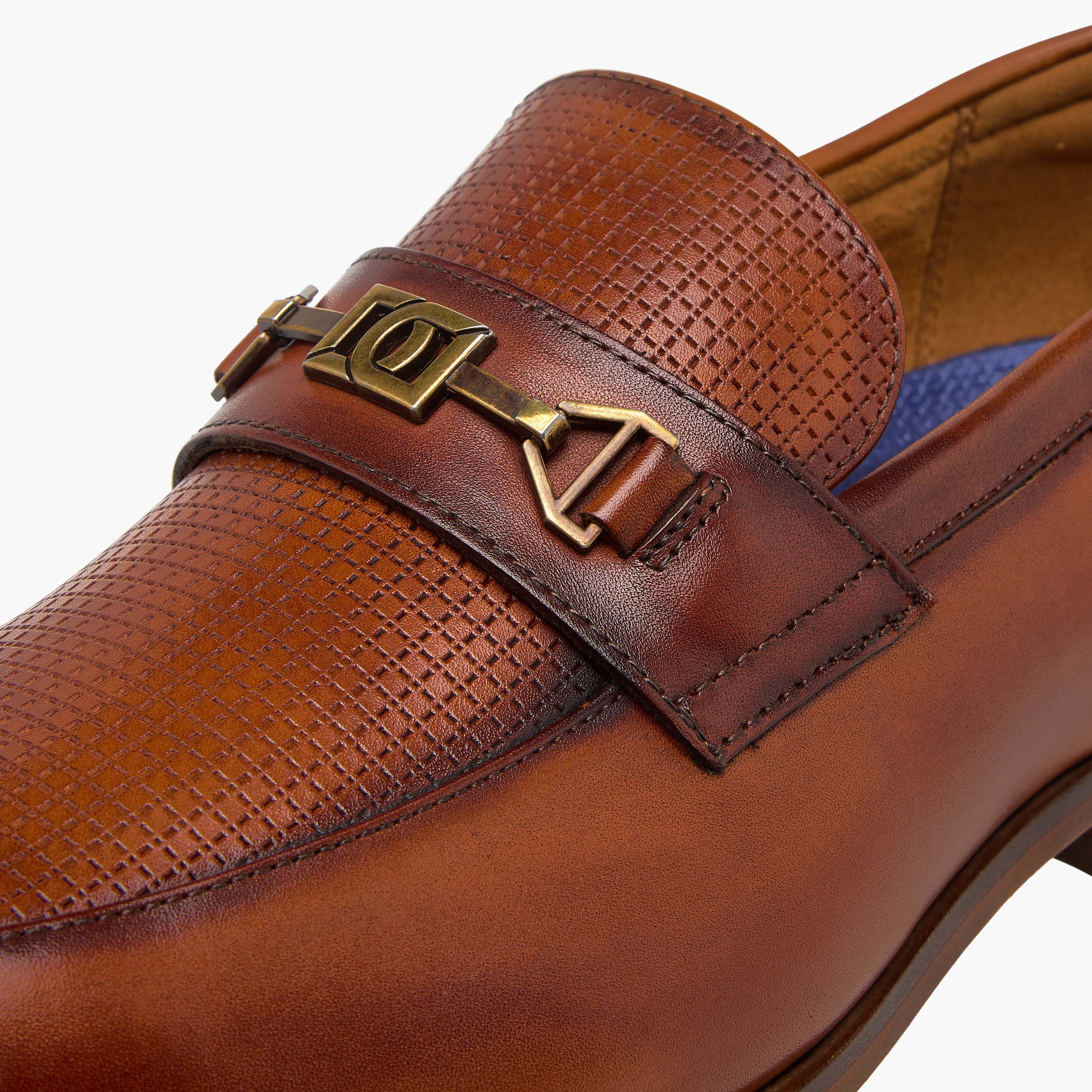 Duchini Men's Leather Textured Slip-On Loafers with Metal Accent-men-shoes-formalshoes-image-4
