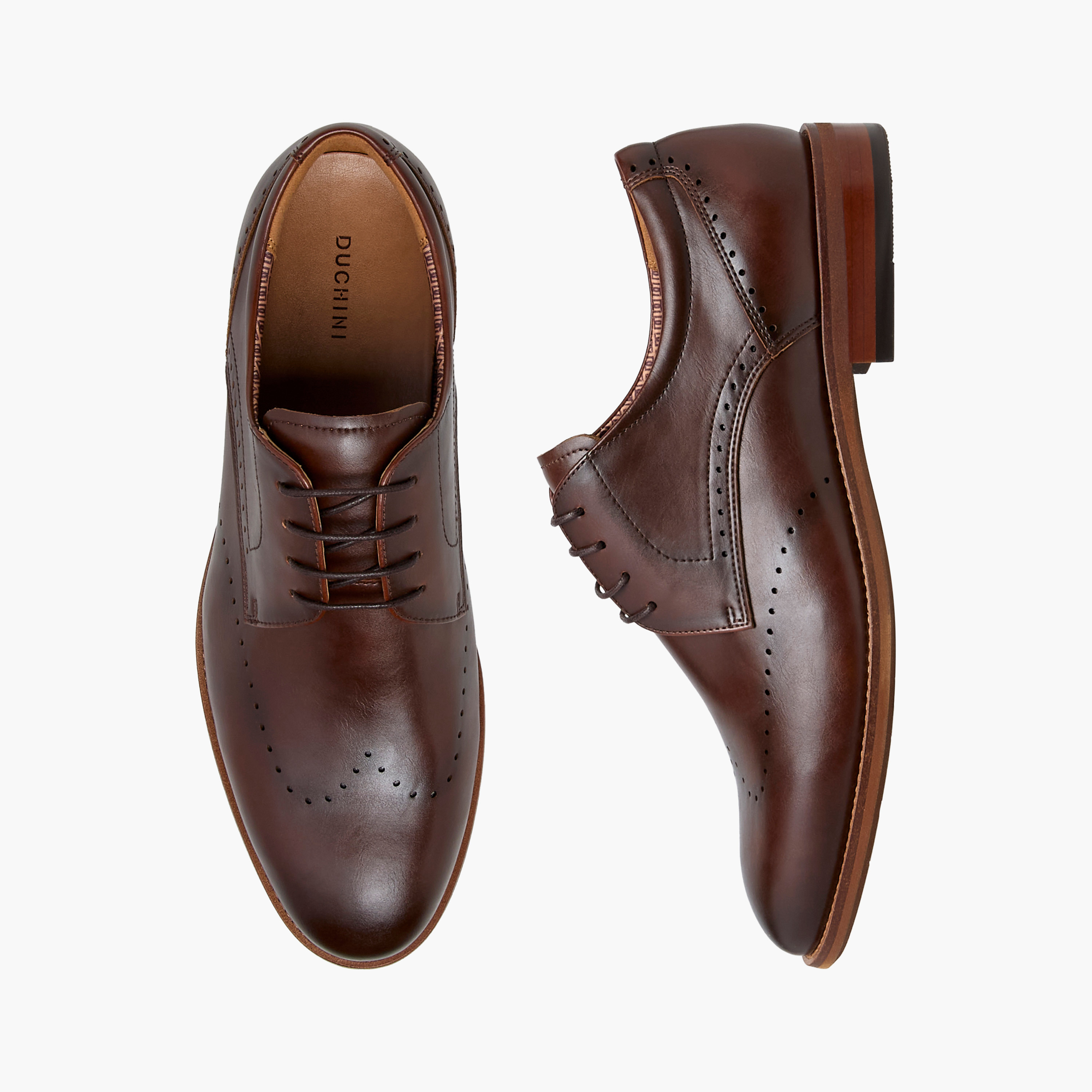 Duchini Men's Cutout Detail Lace-Up Derby Shoes-men-shoes-formalshoes-image-1