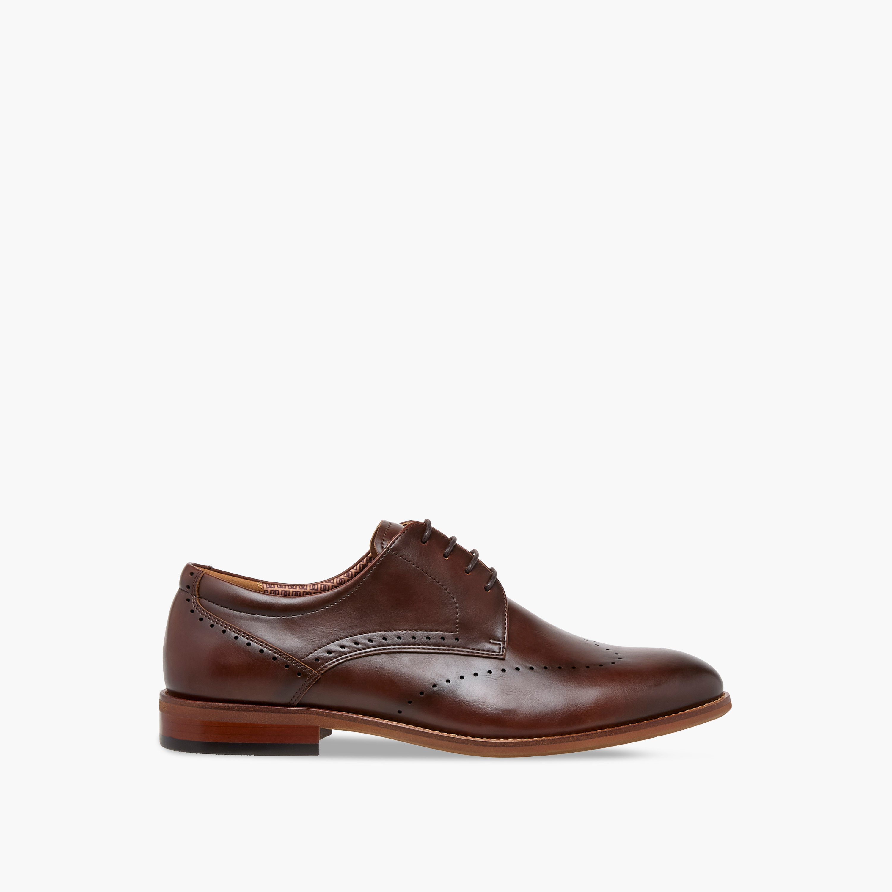 Duchini Men's Cutout Detail Lace-Up Derby Shoes-men-shoes-formalshoes-image-3