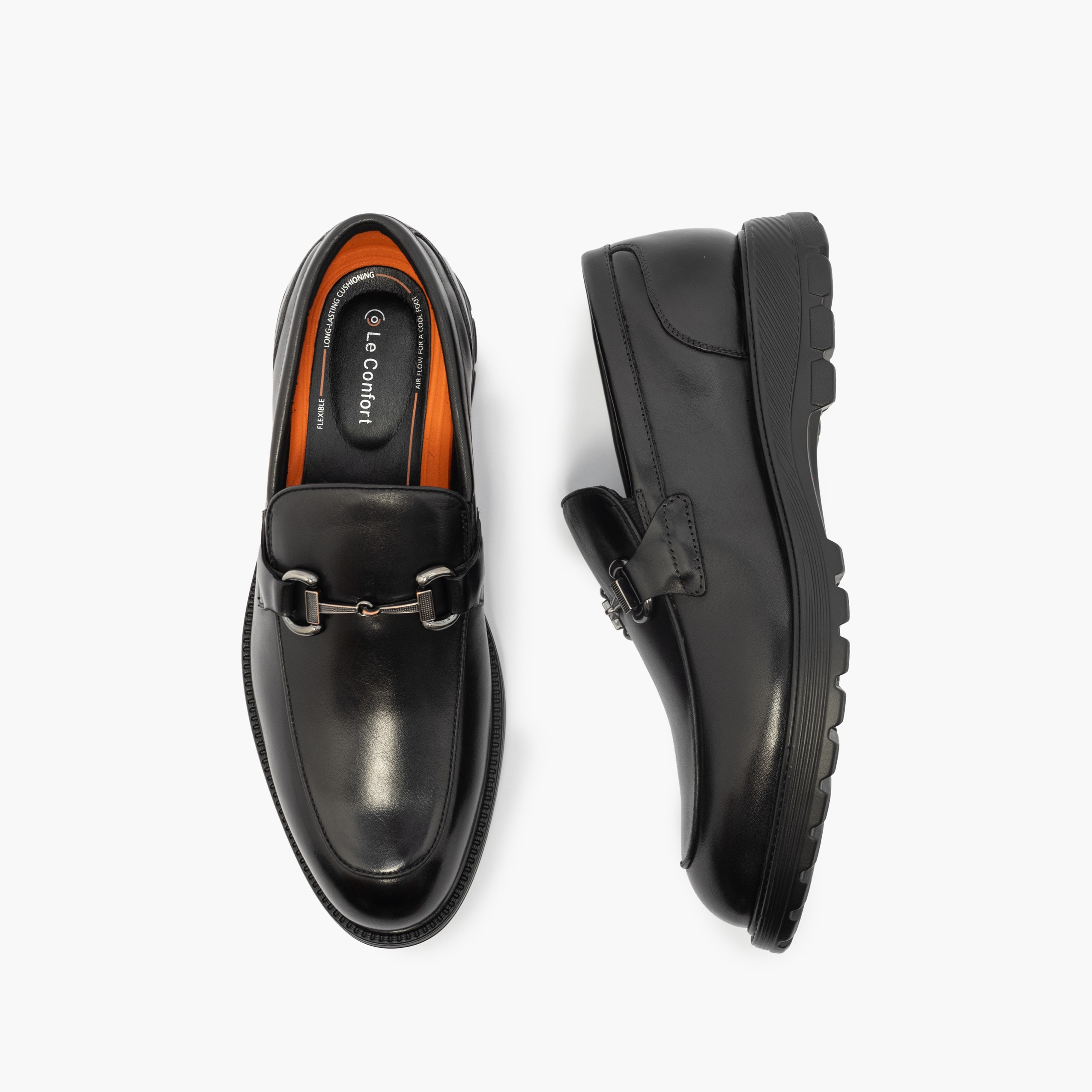 Le Confort Leather Solid Metal Accent Loafers-men-shoes-loafersandmoccasins-image-1
