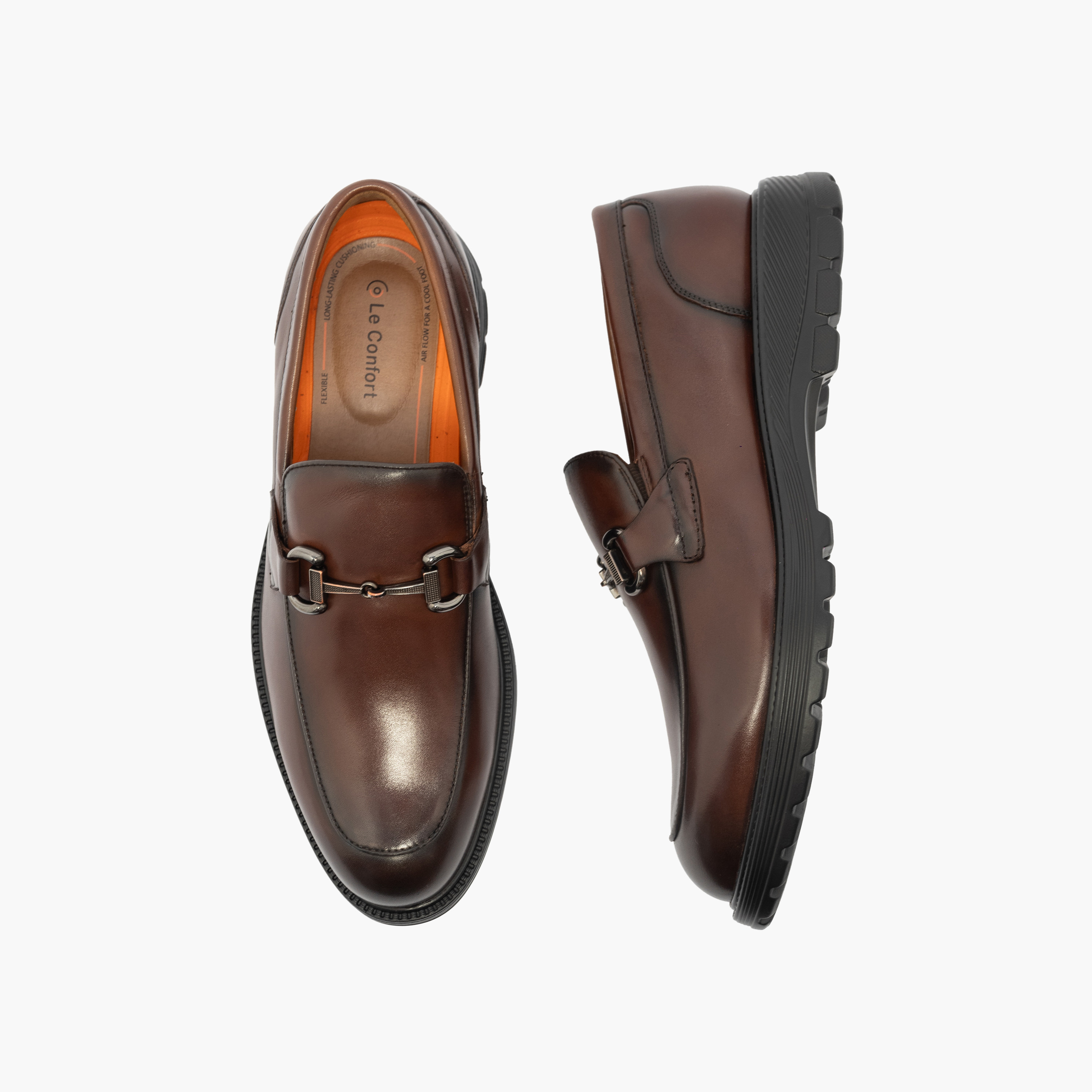 Le Confort Leather Solid Metal Accent Loafers-men-shoes-loafersandmoccasins-image-1