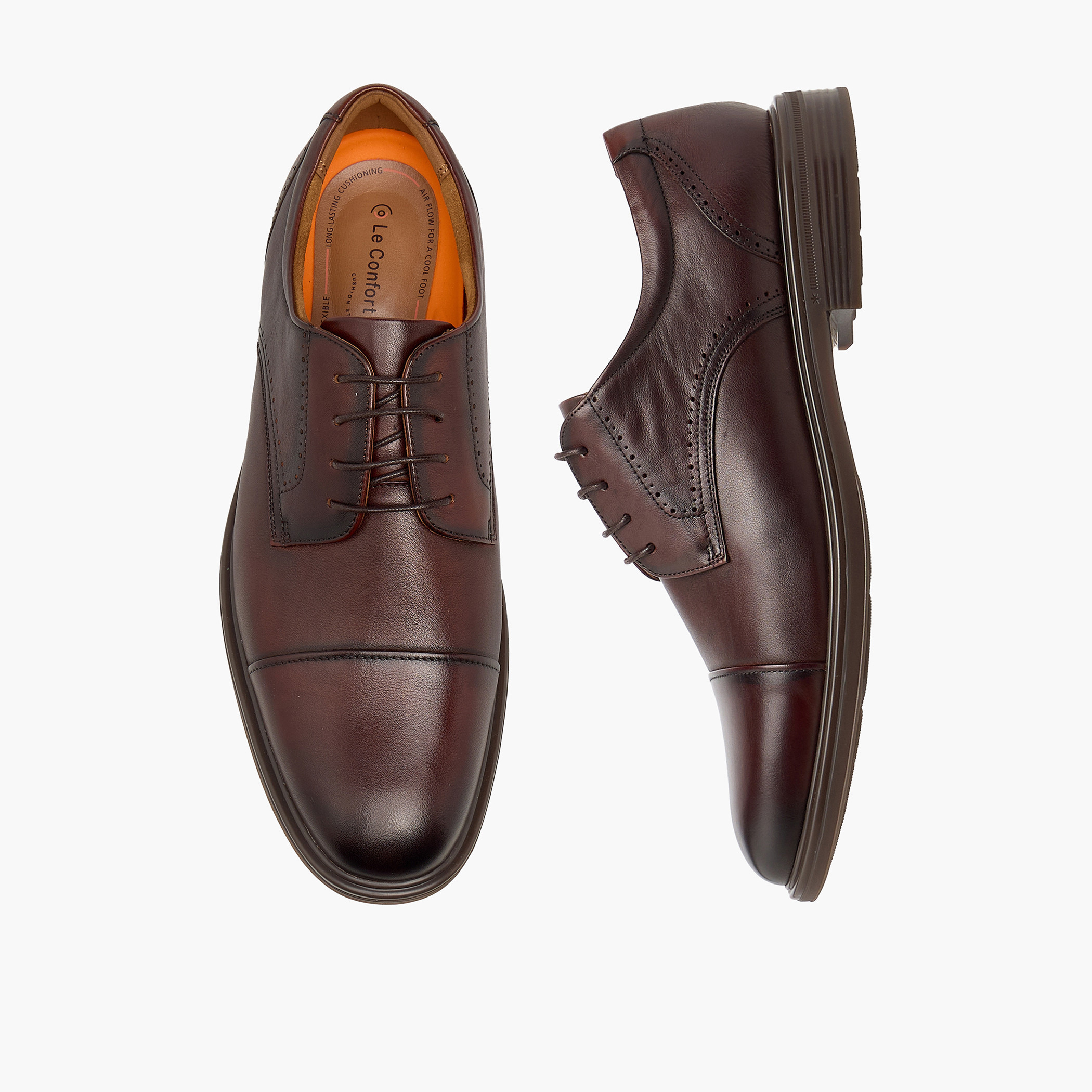 حذاء ديربي جلد طبيعي برباط للرجال من لو كونفور-men-shoes-formalshoes-image-1