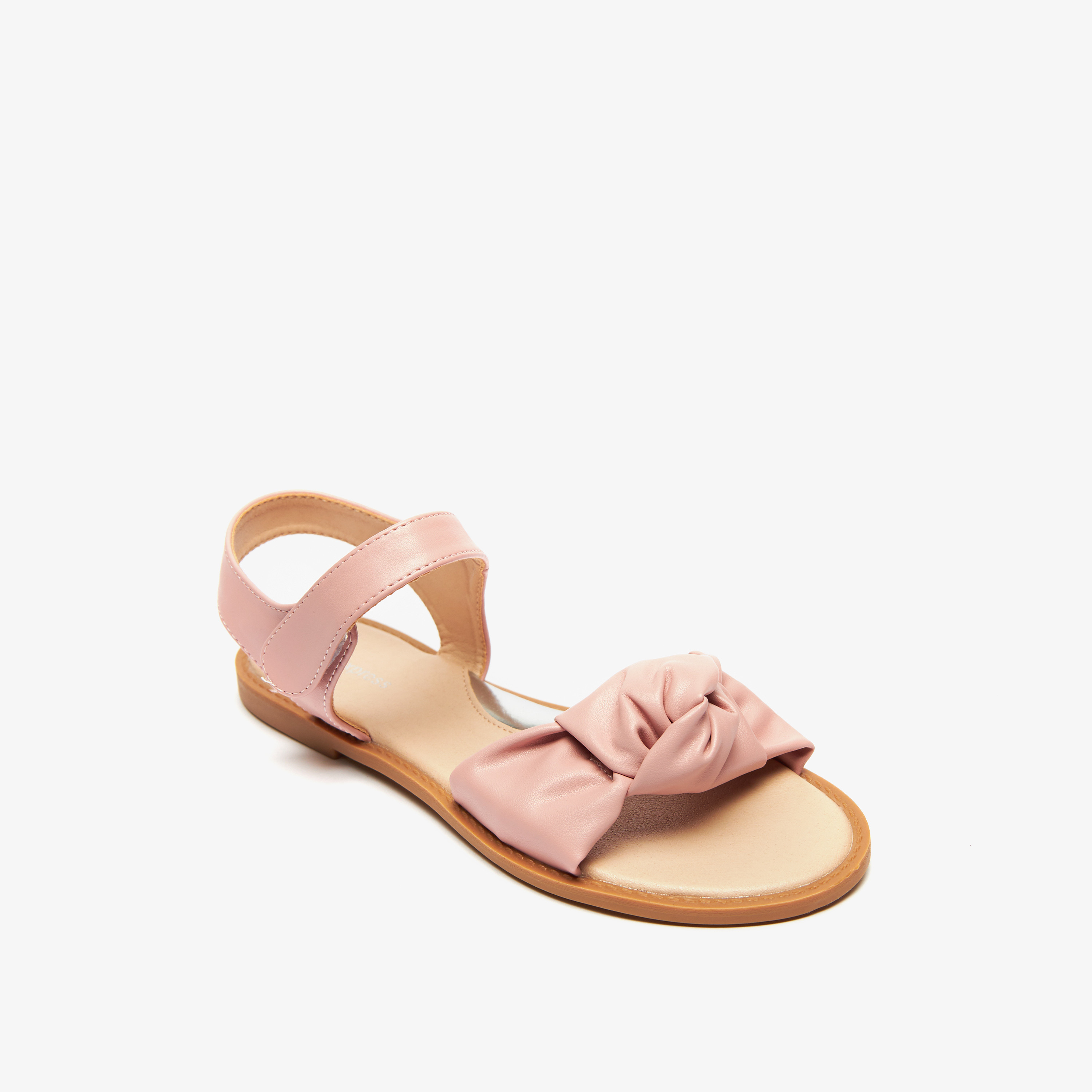 Knot Detail Sandals with Hook and Loop Closure-girls-shoes-sandals-image-6