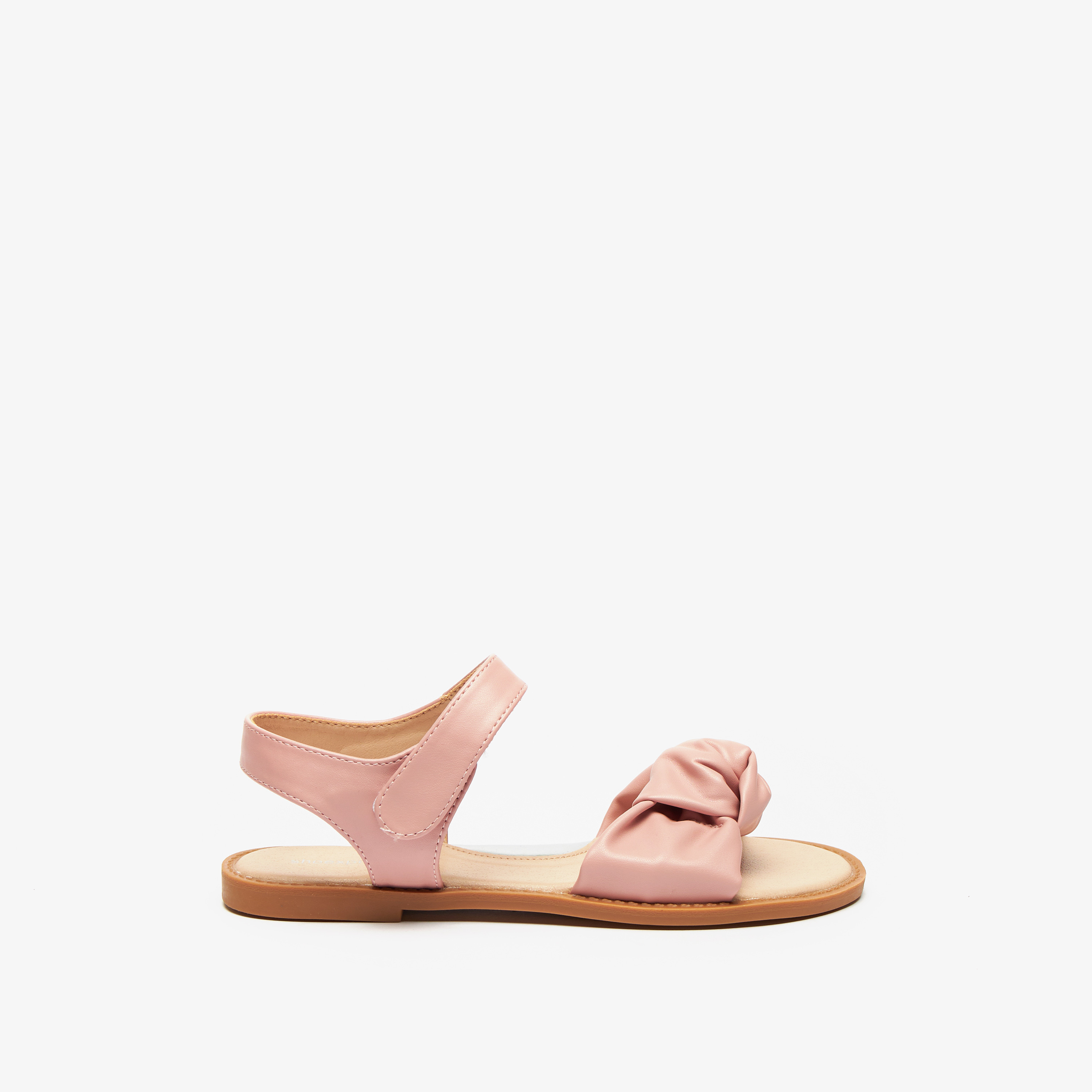 Knot Detail Sandals with Hook and Loop Closure-girls-shoes-sandals-image-8