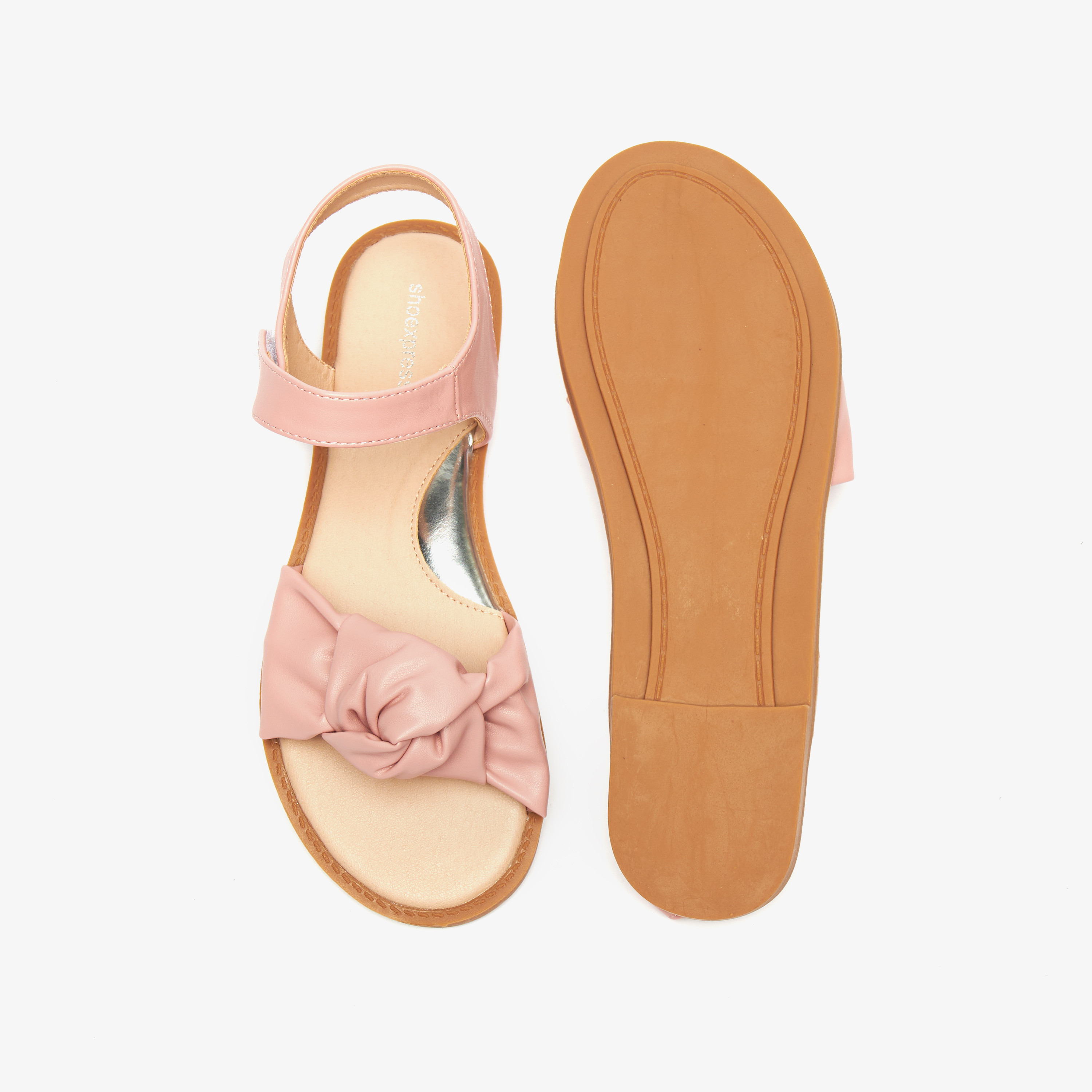 Knot Detail Sandals with Hook and Loop Closure-girls-shoes-sandals-image-9