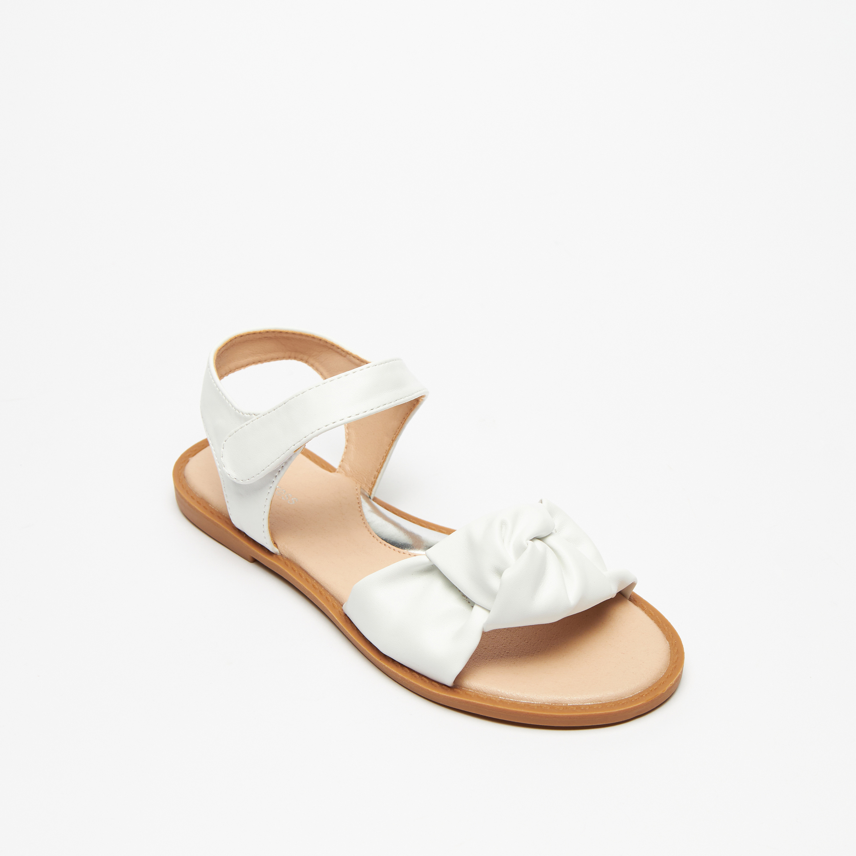 Knot Detail Sandals with Hook and Loop Closure-girls-shoes-sandals-image-1
