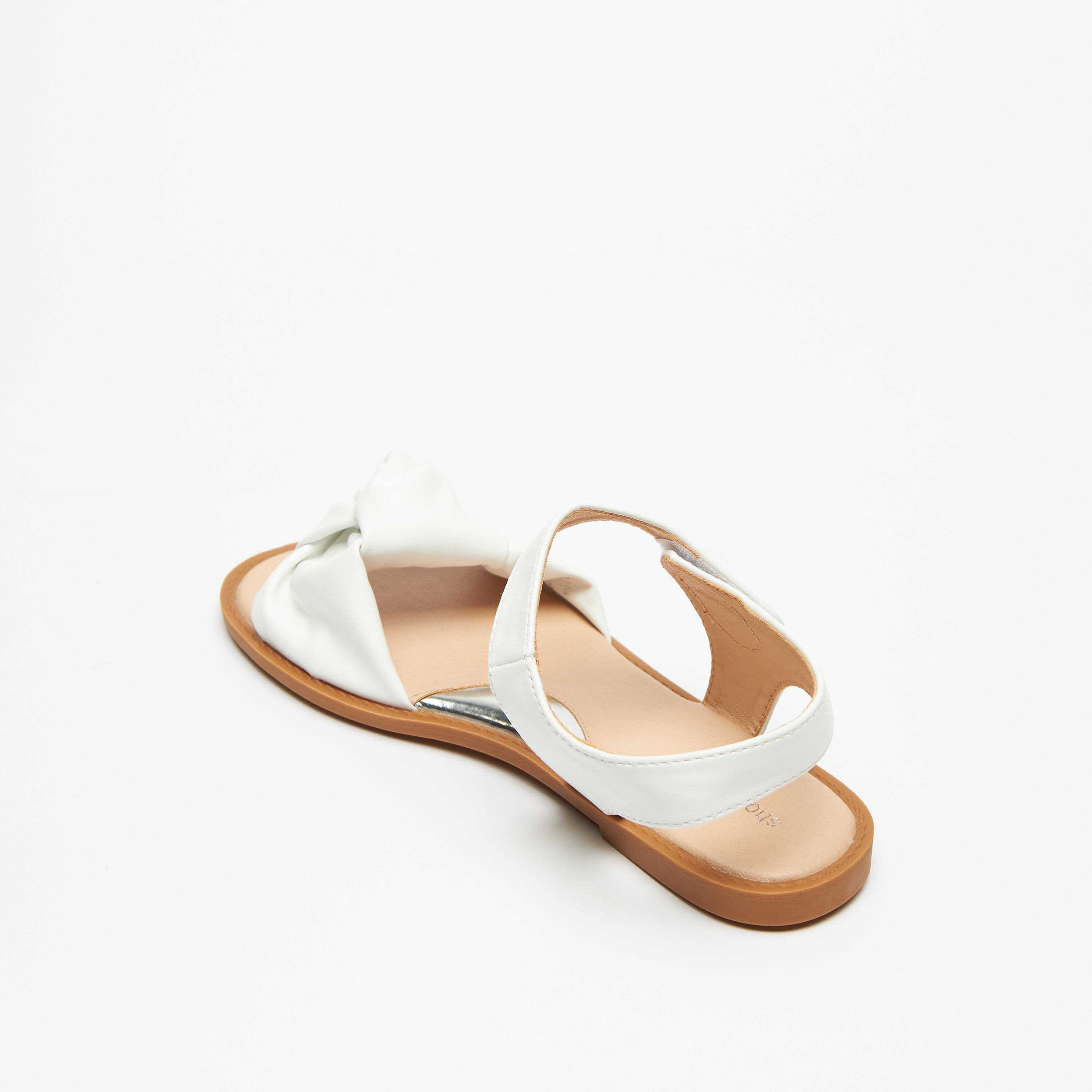 Knot Detail Sandals with Hook and Loop Closure-girls-shoes-sandals-image-2