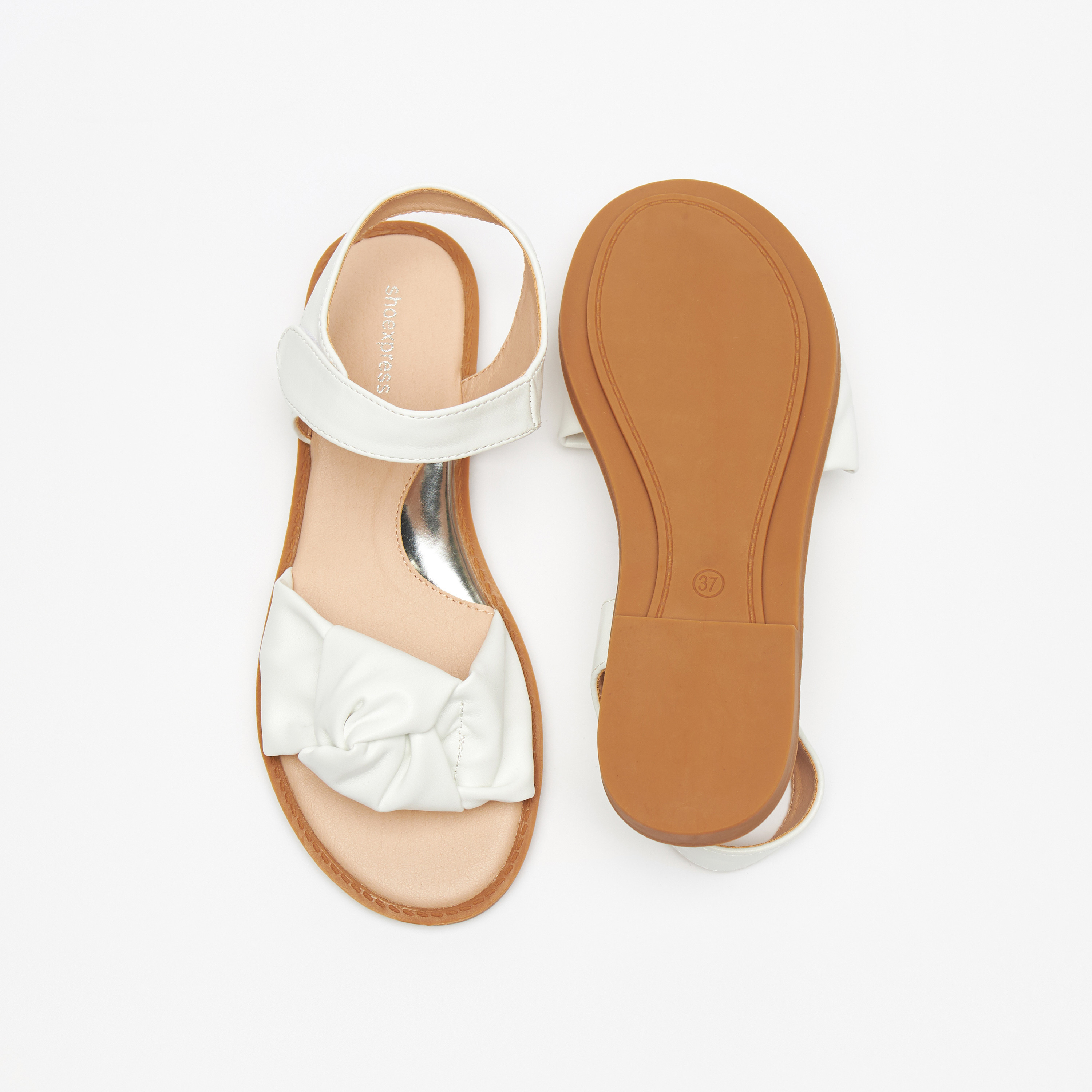 Knot Detail Sandals with Hook and Loop Closure-girls-shoes-sandals-image-4