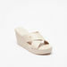 Celeste Women's Textured Cross Strap Slip-On Sandals with Wedge Heels-Women%27s Heel Sandals-thumbnailMobile-0