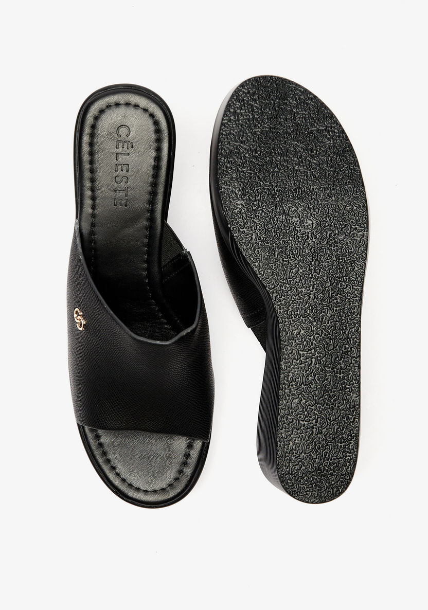Celeste Women's Textured Slip-On Sandals with Wedge Heels-Women%27s Heel Sandals-image-4