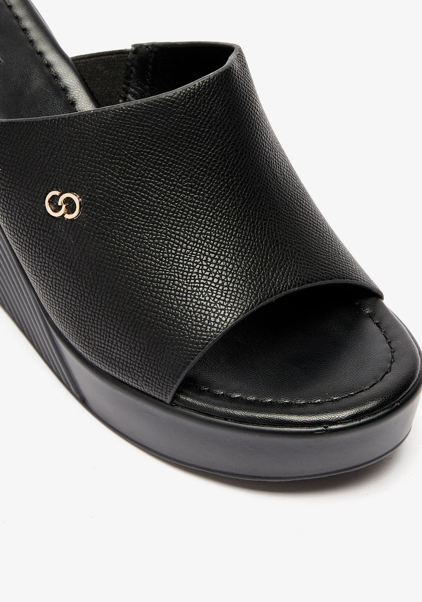Celeste Women's Textured Slip-On Sandals with Wedge Heels-Women%27s Heel Sandals-image-5