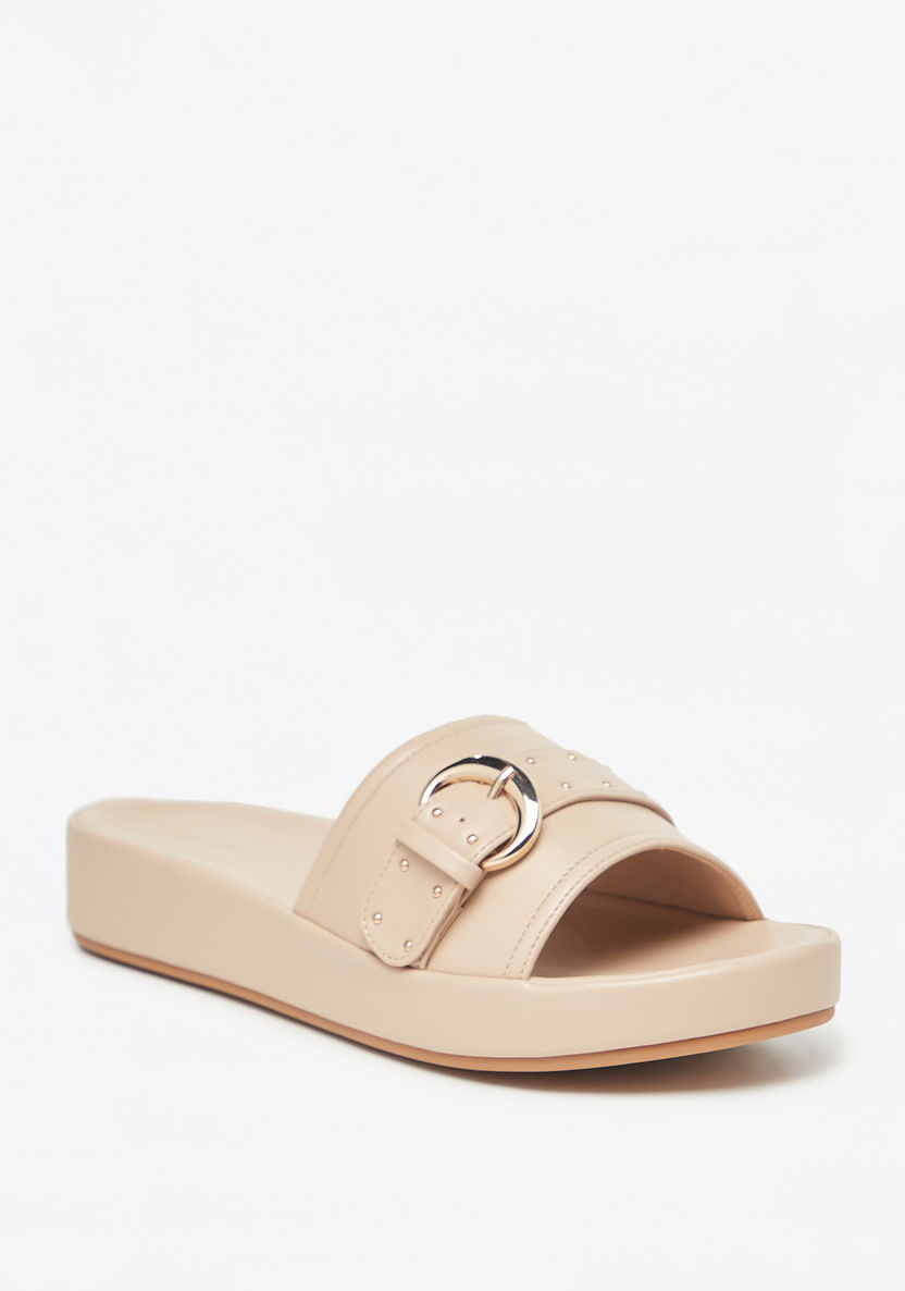 Le Confort Buckle Embellished Slide Sandals-Women%27s Flat Sandals-image-0