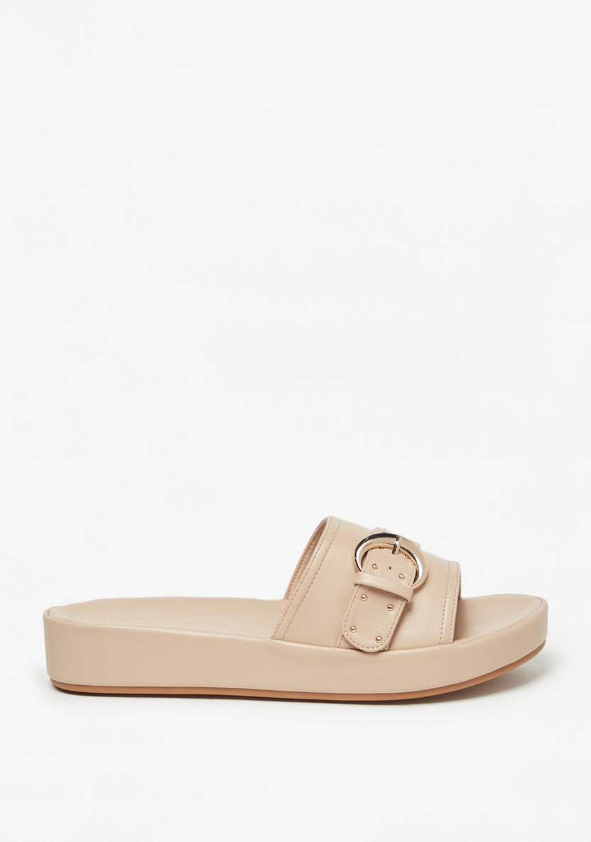 Le Confort Buckle Embellished Slide Sandals-Women%27s Flat Sandals-image-2