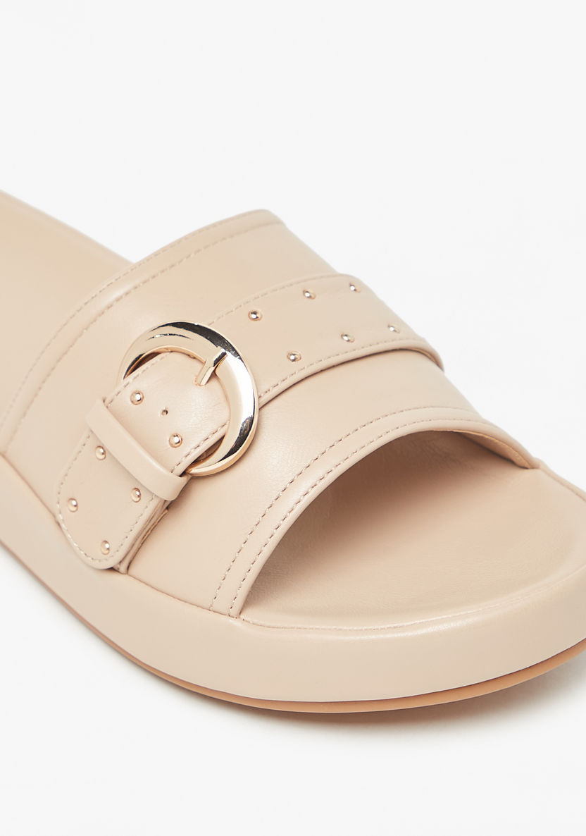 Le Confort Buckle Embellished Slide Sandals-Women%27s Flat Sandals-image-4