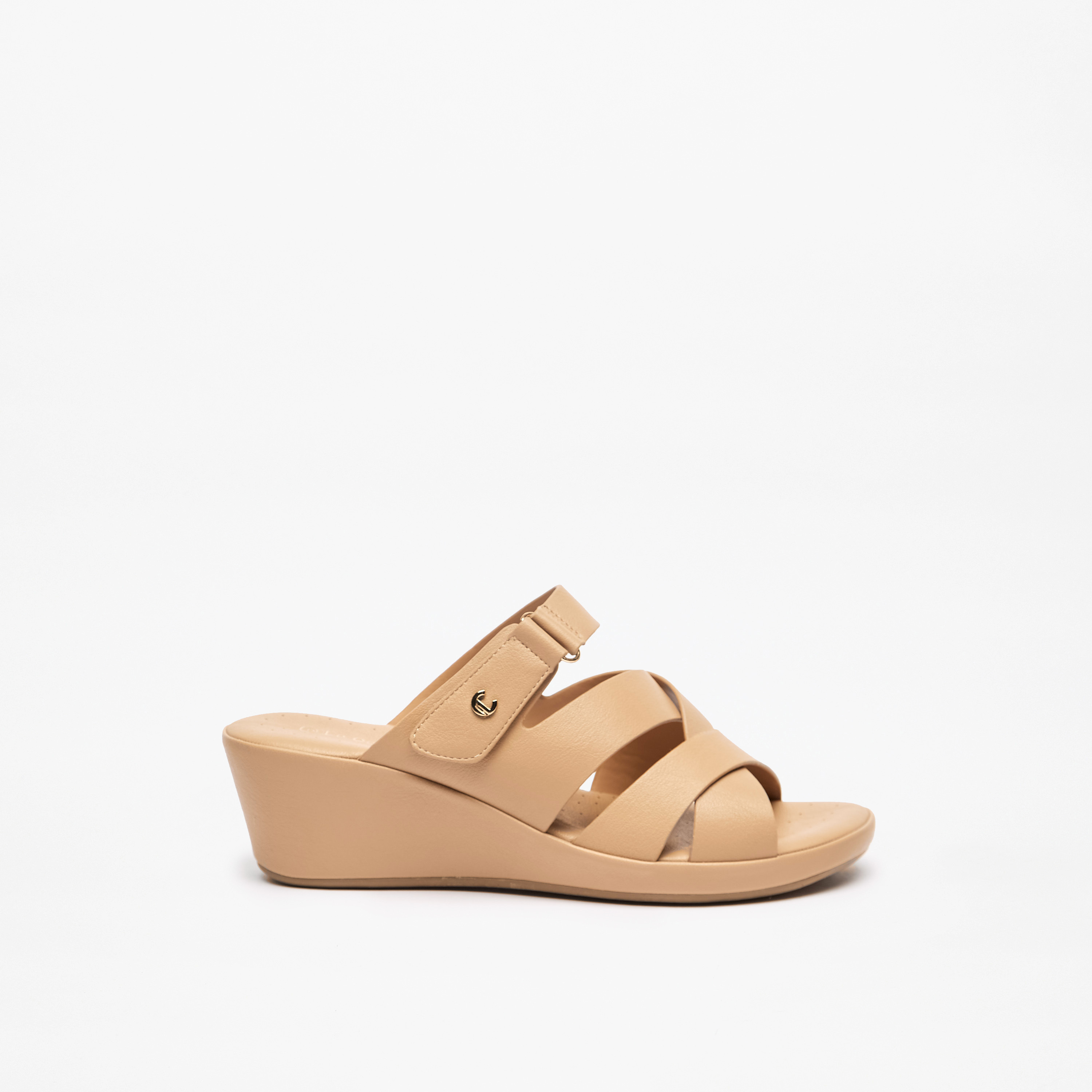 Le Confort Women's Cross Strap Slip-On Comfort Sandals with Wedge Heels-women-shoes-sandals-heeled-image-3