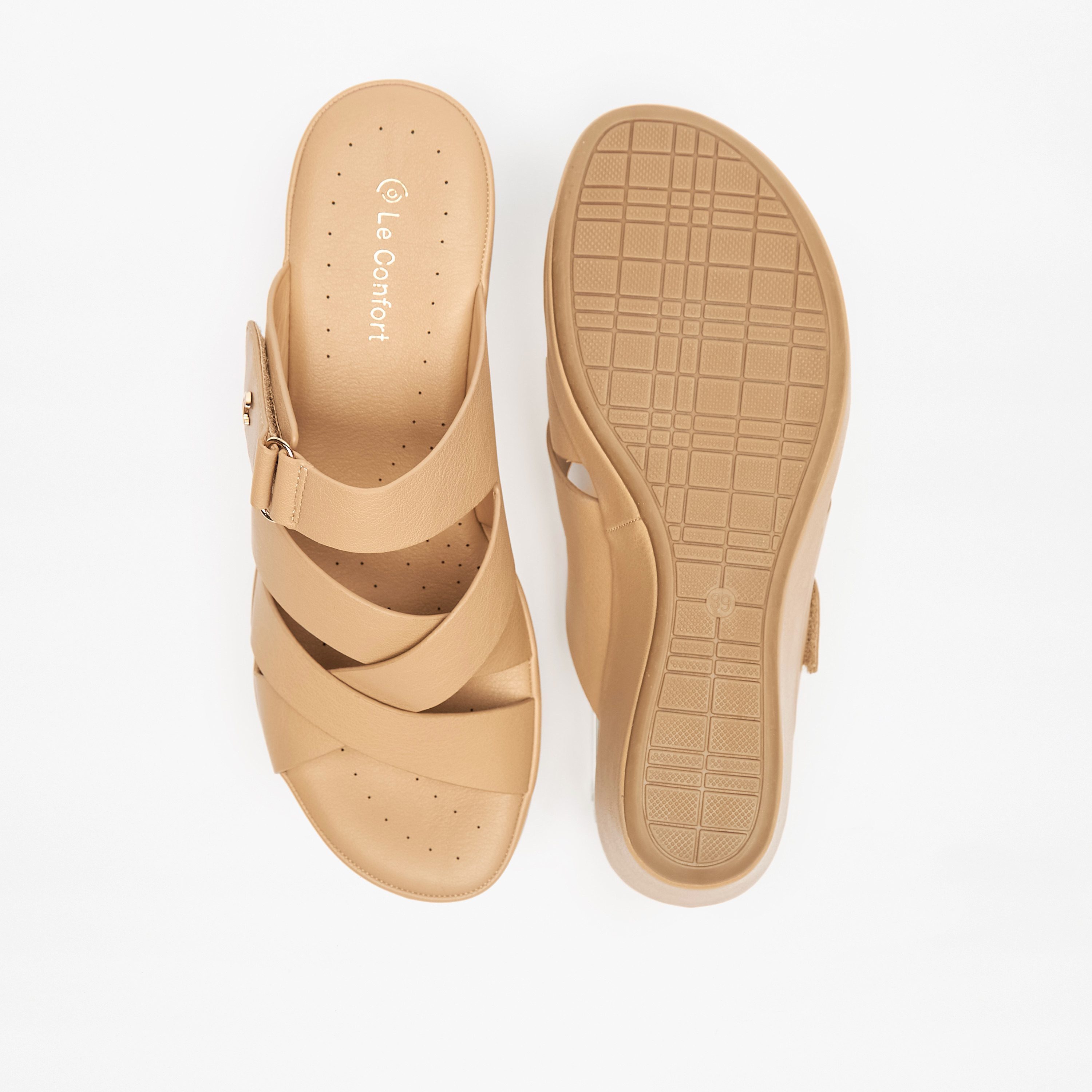 Le Confort Women's Cross Strap Slip-On Comfort Sandals with Wedge Heels-women-shoes-sandals-heeled-image-4