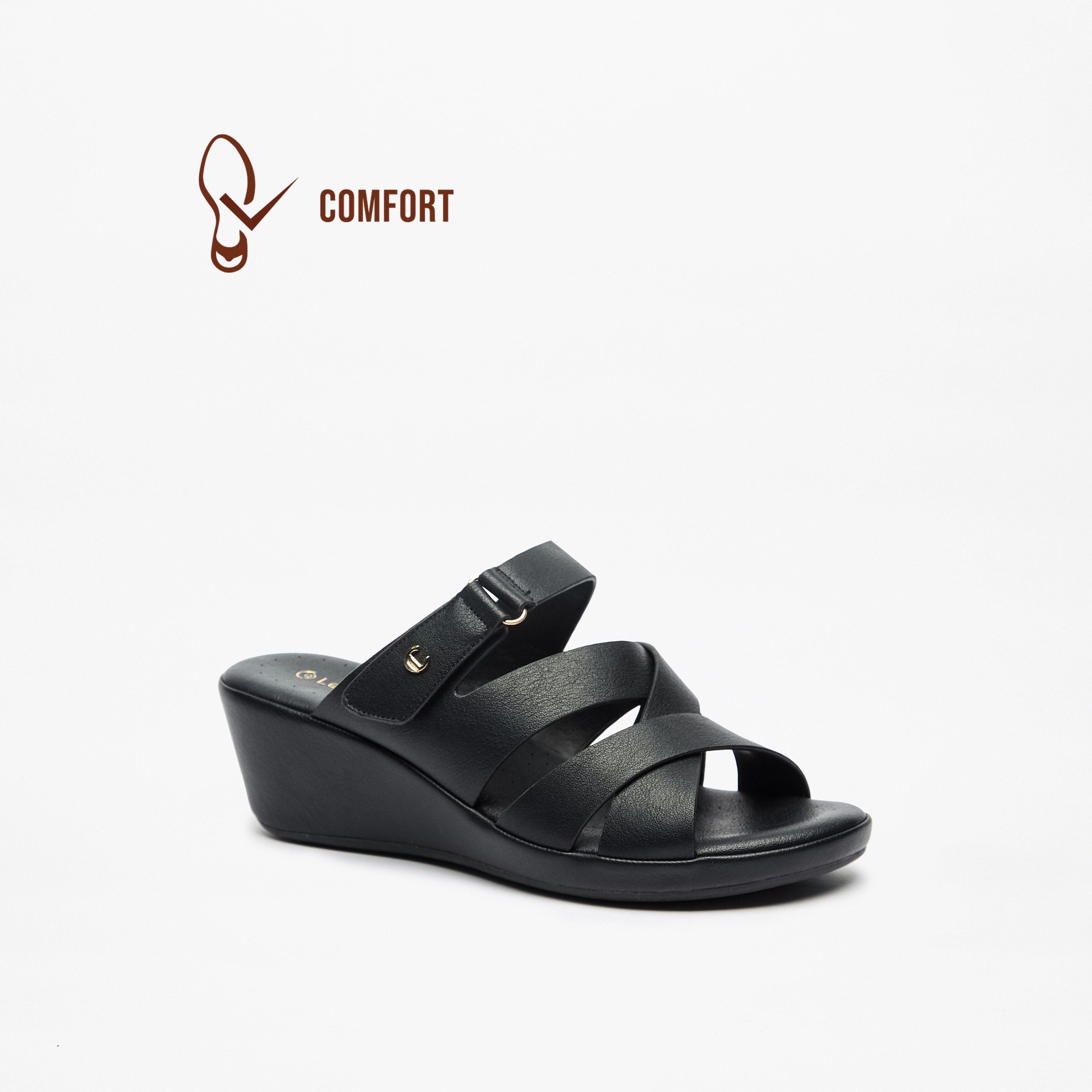 Le Confort Women's Cross Strap Slip-On Comfort Sandals with Wedge Heels-women-shoes-sandals-heeled-image-7