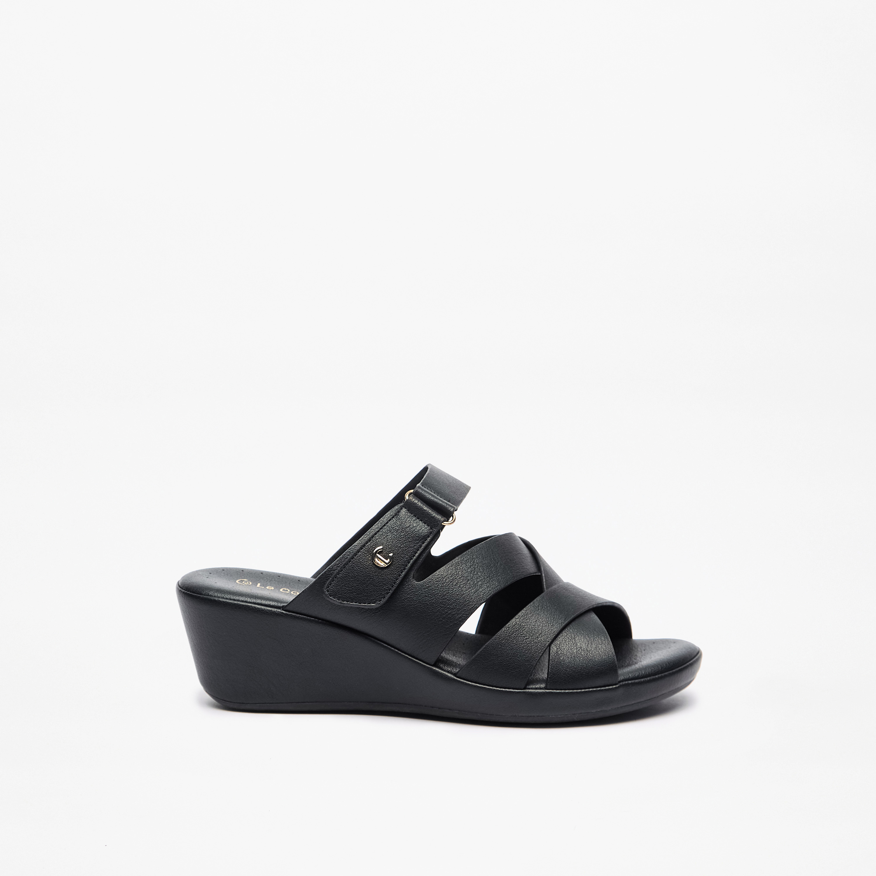 Le Confort Women's Cross Strap Slip-On Comfort Sandals with Wedge Heels-women-shoes-sandals-heeled-image-3