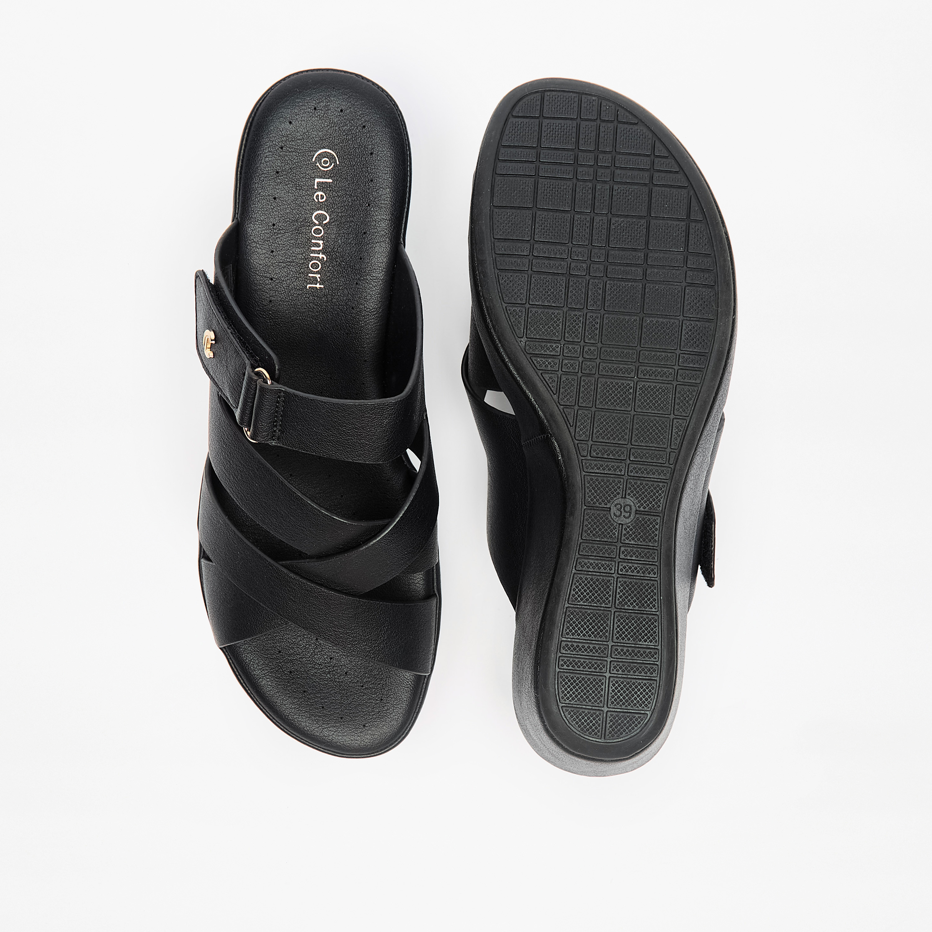 Le Confort Women's Cross Strap Slip-On Comfort Sandals with Wedge Heels-women-shoes-sandals-heeled-image-4