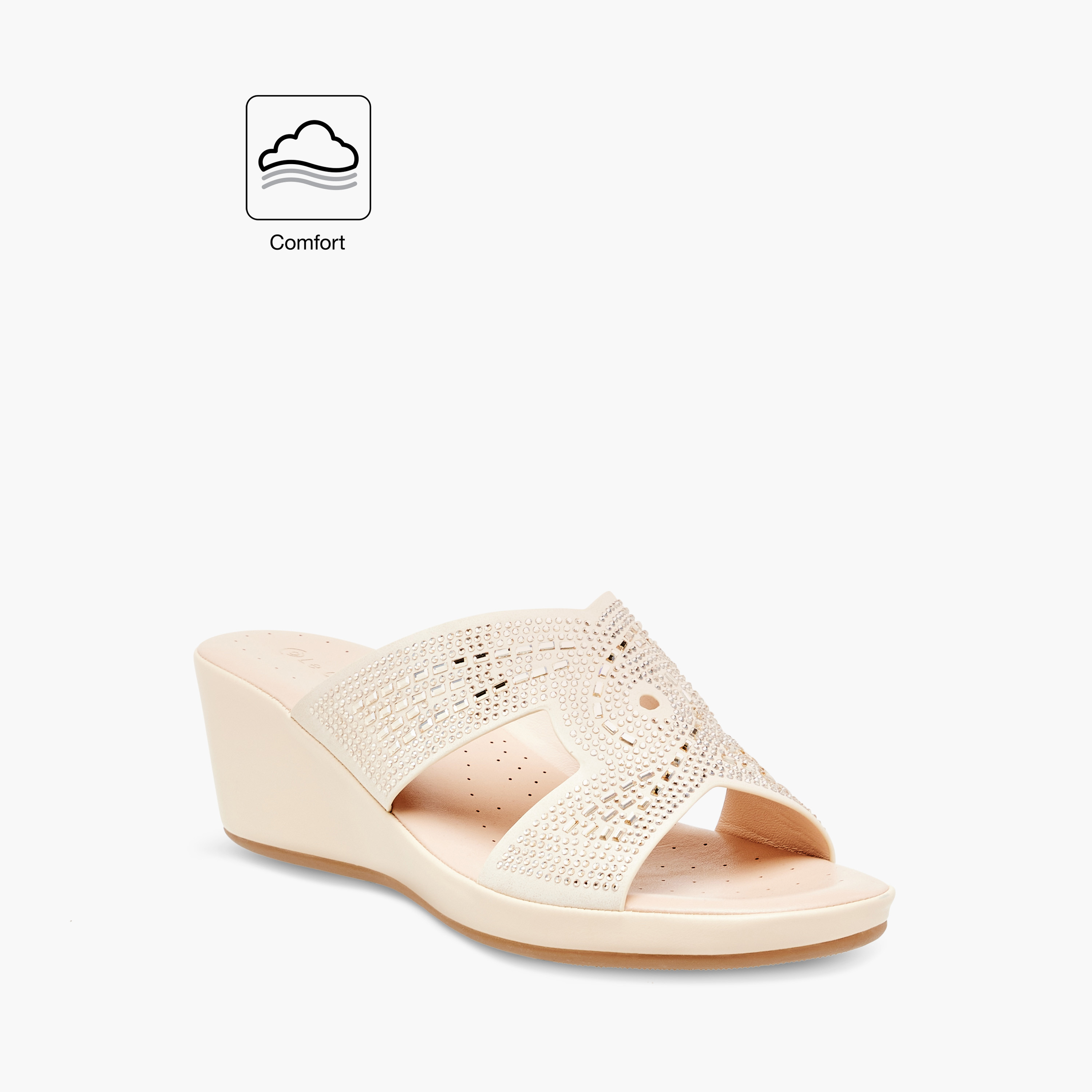 حذاء مريح مزين سهل الارتداء بكعب ويدج من لو كونفورت-women-shoes-sandals-heeled-image-2