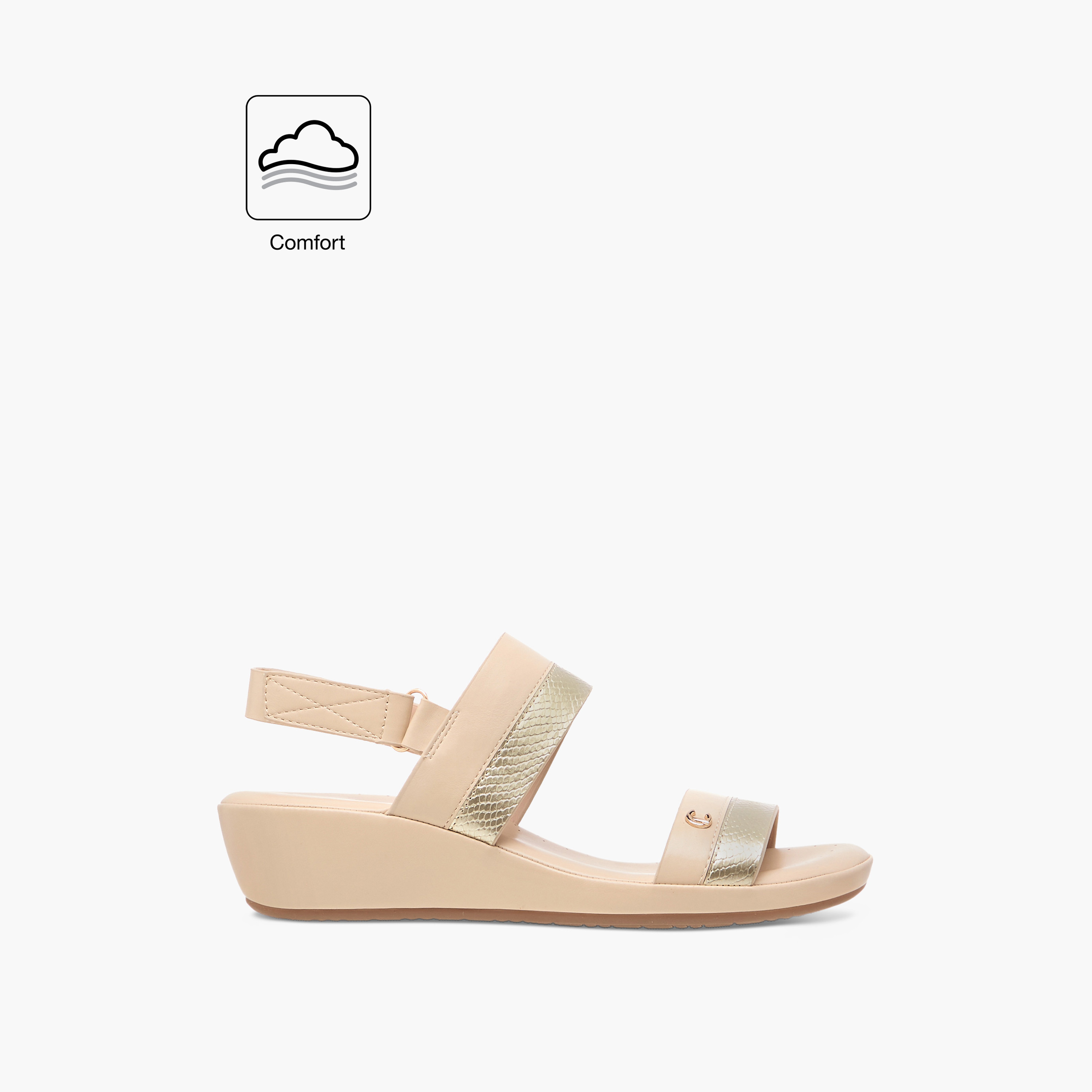 Le Confort Textured Strap Comfort Sandals with Buckle Closure-women-shoes-sandals-heeled-image-2