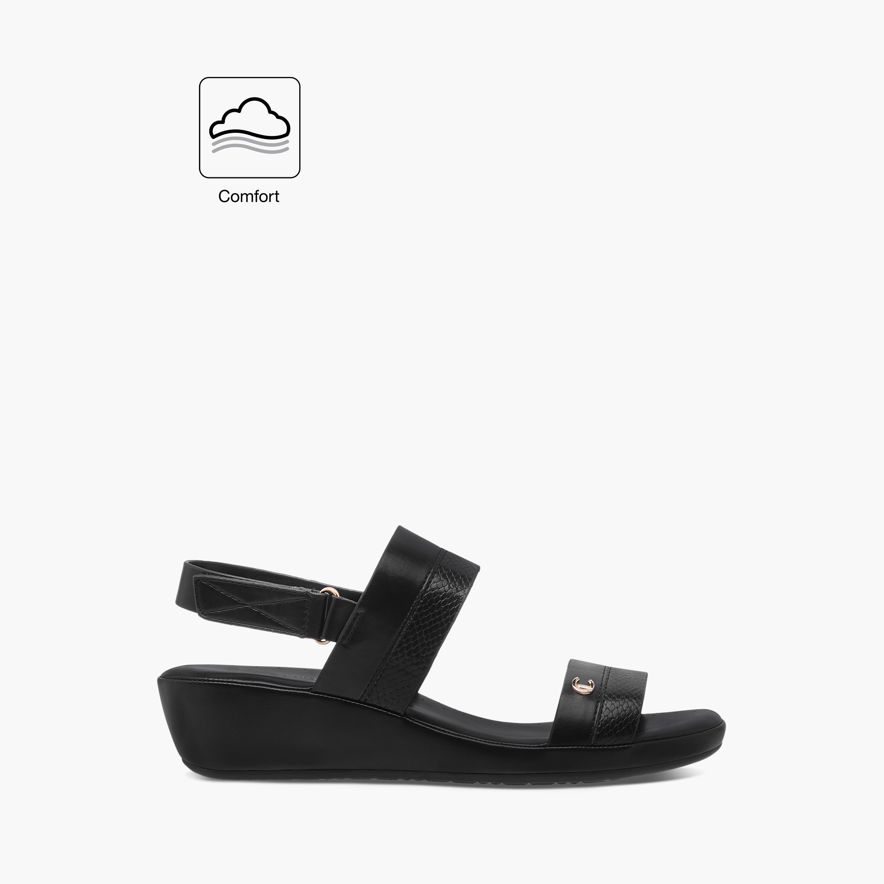 Le Confort Textured Strap Comfort Sandals with Buckle Closure-women-shoes-sandals-heeled-image-2