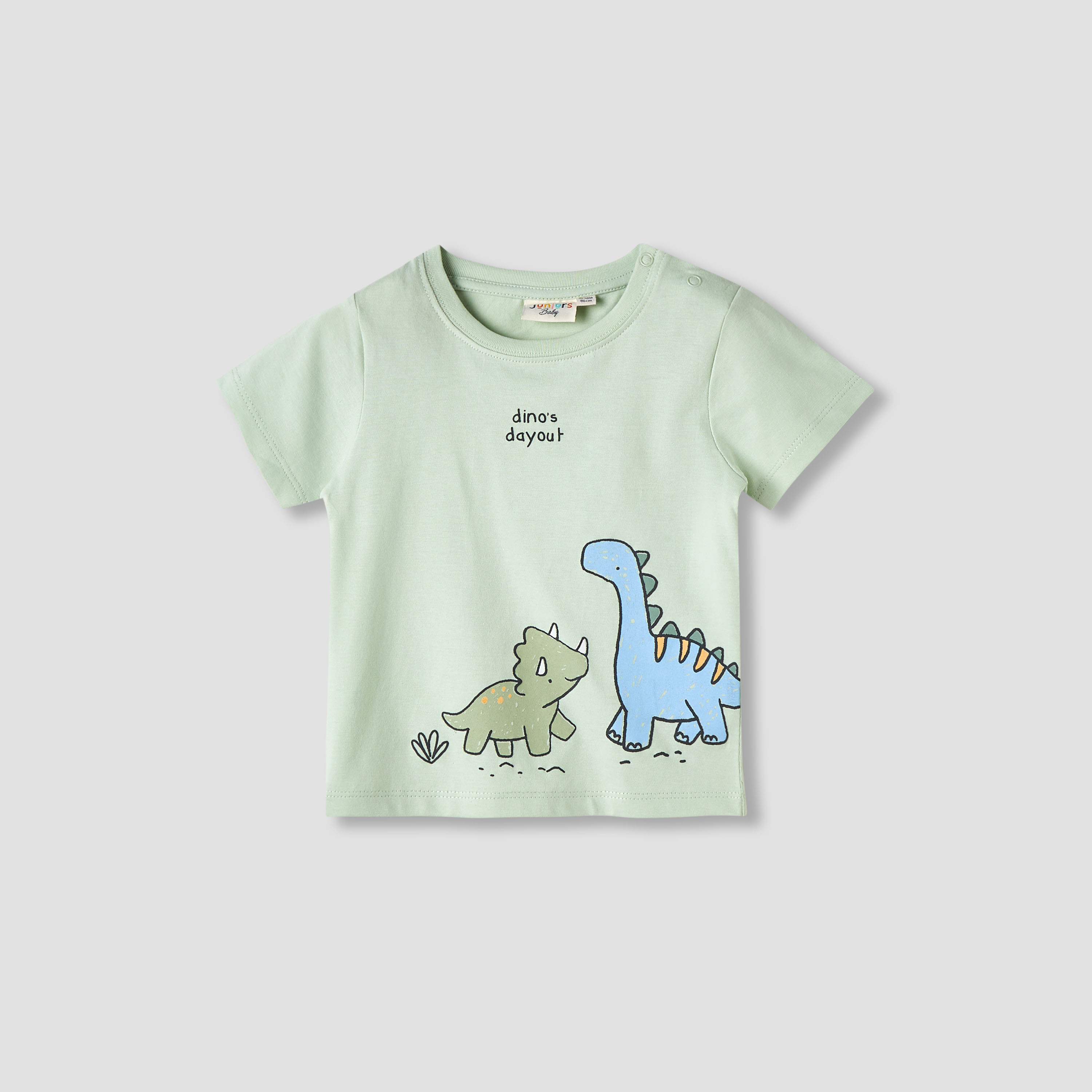 Juniors Boys Crew Neck T-shirt with Dinosaur Print - Cotton - Short Sleeves-baby-boys-clothing-tshirtsandpolos-image-1