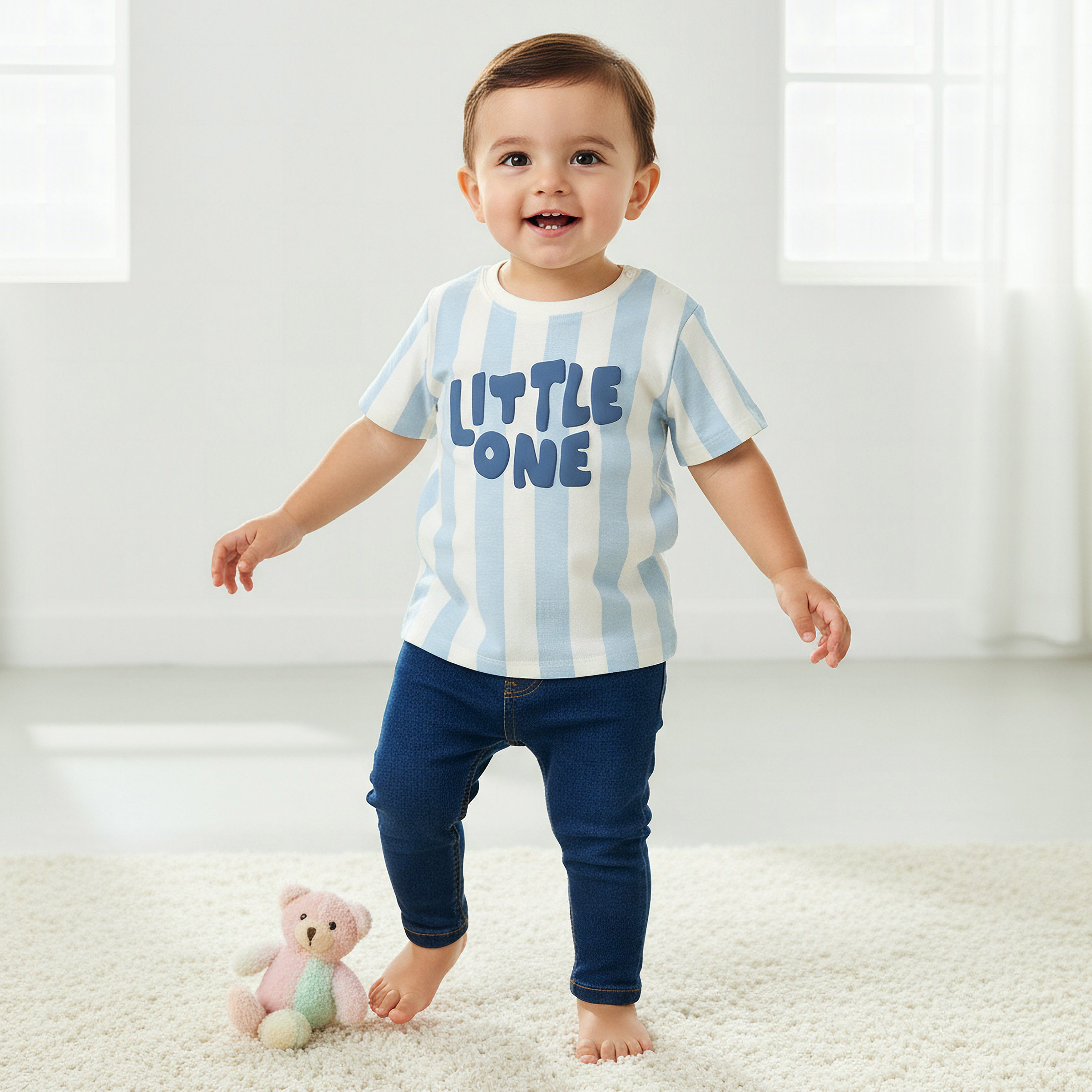 Juniors Crew Neck Short Sleeves T-shirt with Stripes-baby-boys-clothing-tshirtsandpolos-image-1
