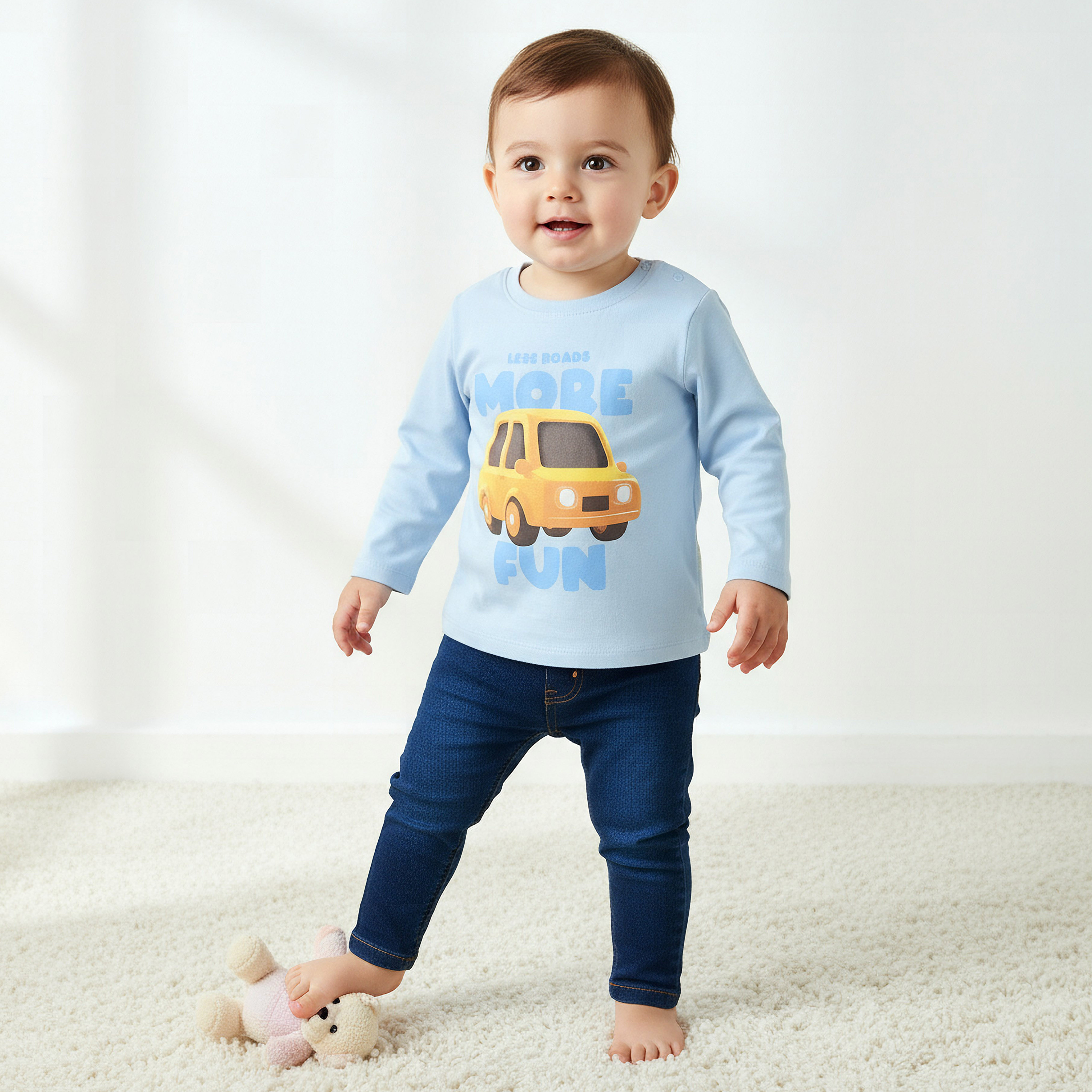 Juniors Crew Neck Long Sleeves T-shirt with Graphic Print-baby-boys-clothing-tshirtsandpolos-image-2