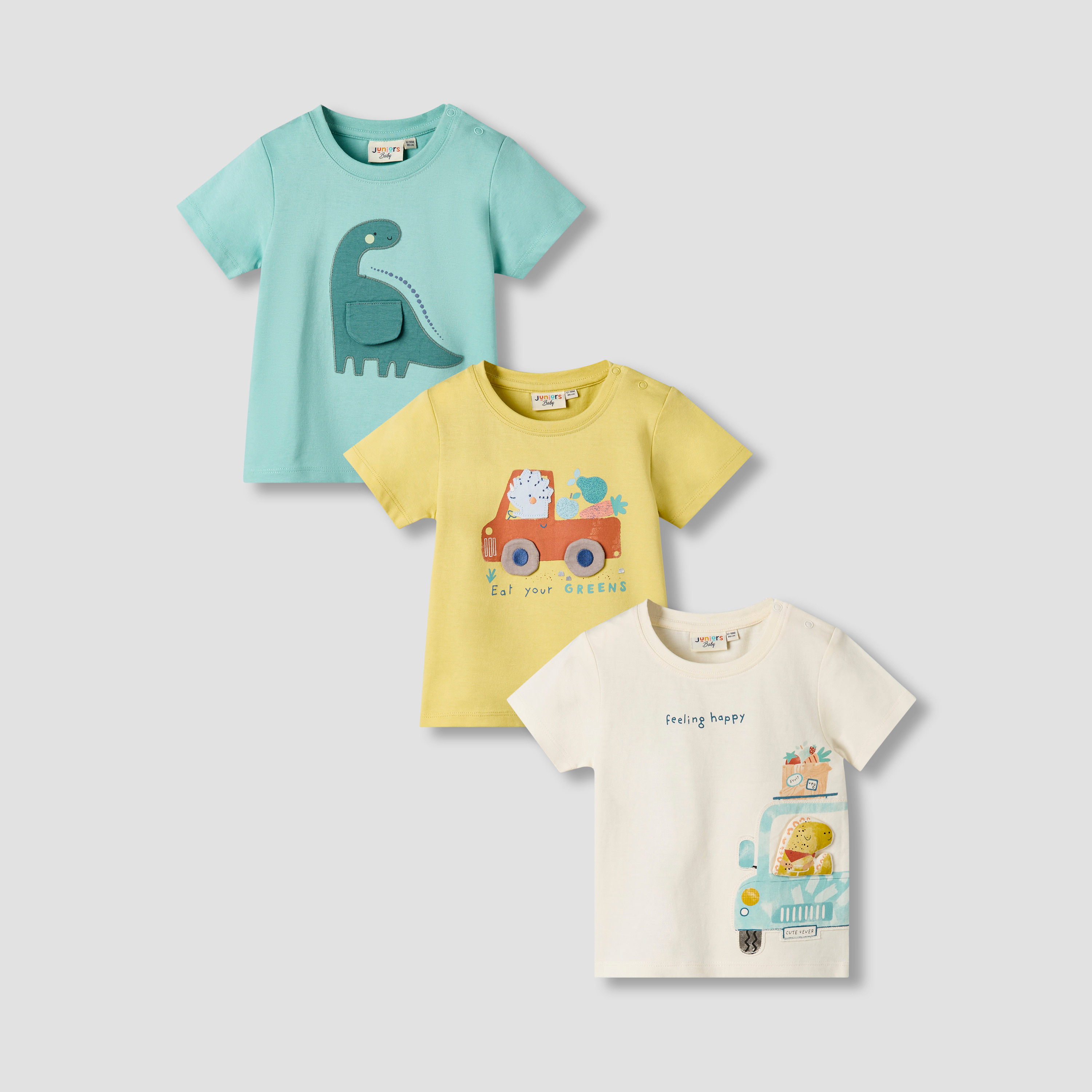 Set of 3 Juniors Crew Neck Short Sleeve T-shirt with Graphic Print-baby-boys-clothing-tshirtsandpolos-image-1