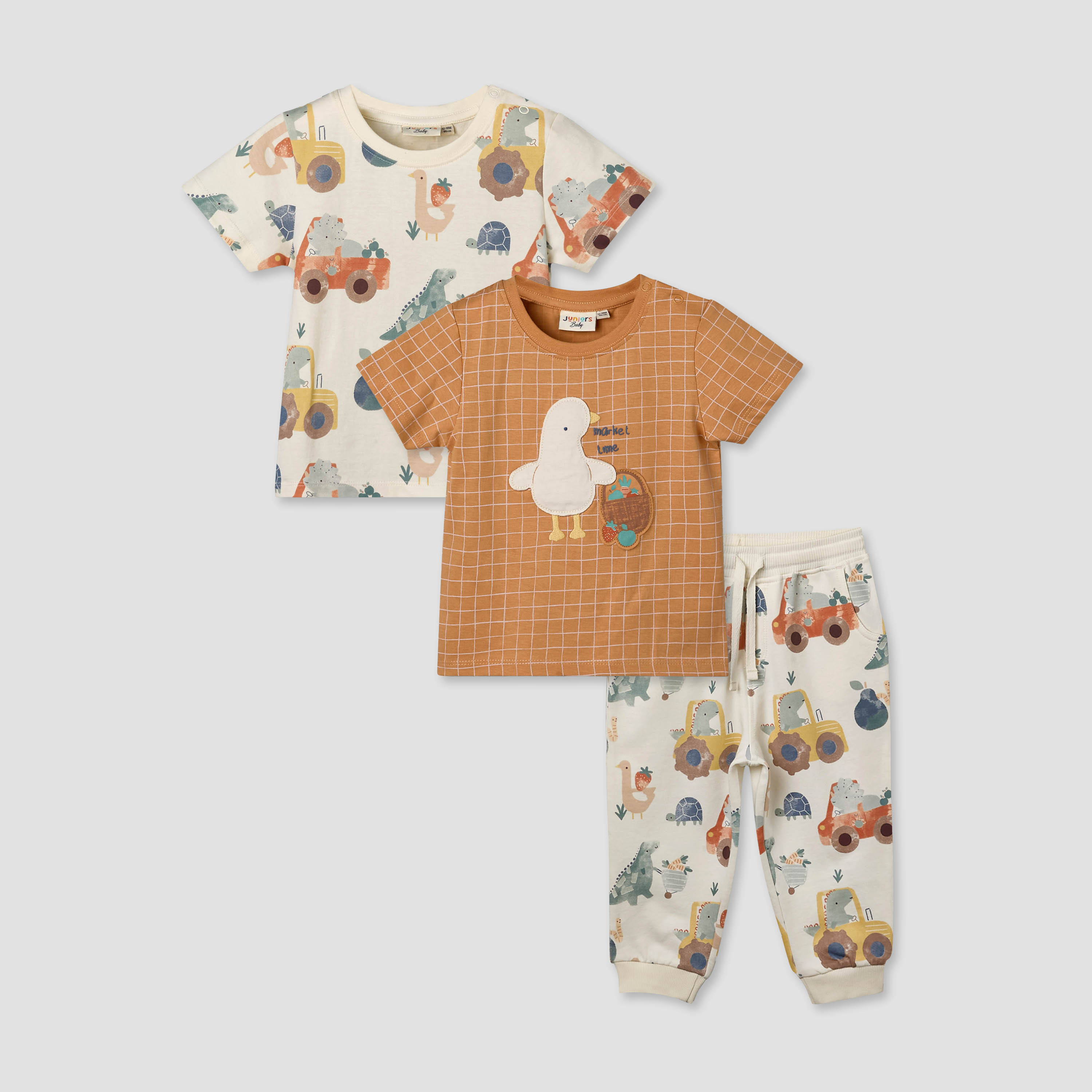 Pack of 3 Juniors Crew Neck Short Sleeves T-shirt with Fun Print-baby-boys-clothing-tshirtsandpolos-image-1