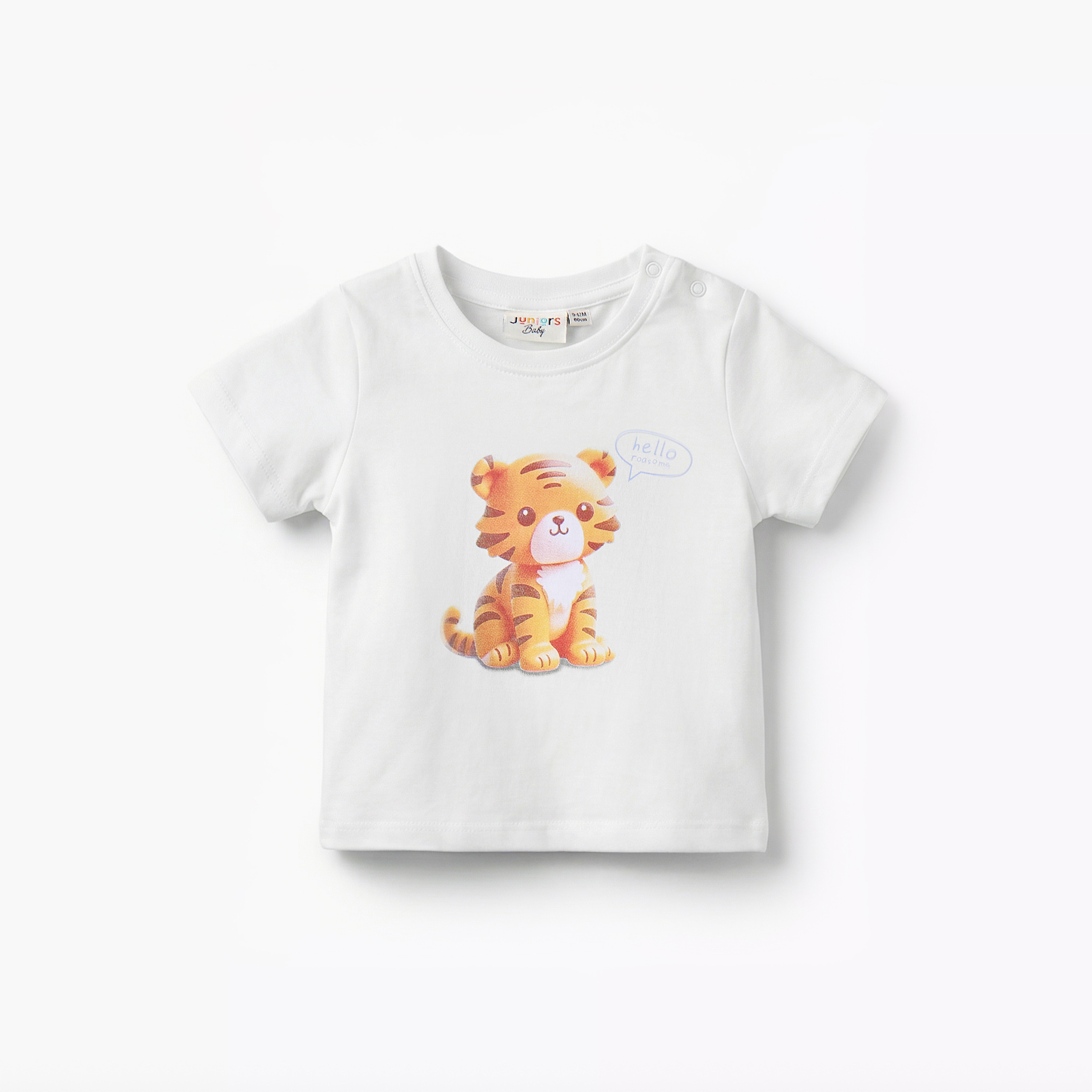Juniors Round Neck Short Sleeves T-shirt with Tiger Print-baby-boys-clothing-tshirtsandpolos-image-2