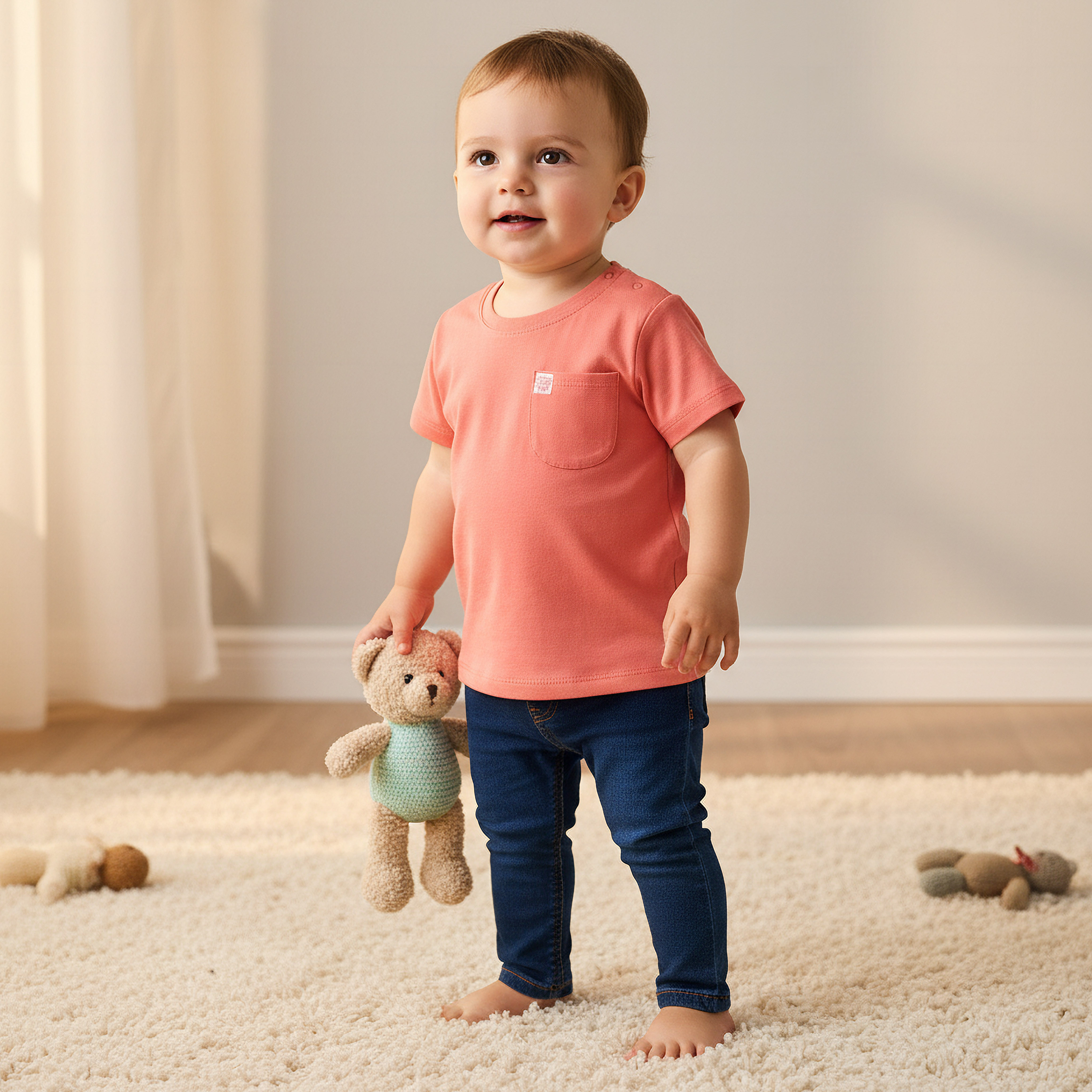 Juniors Crew Neck Short Sleeves T-shirt with Chest Pocket-baby-boys-clothing-tshirtsandpolos-image-1