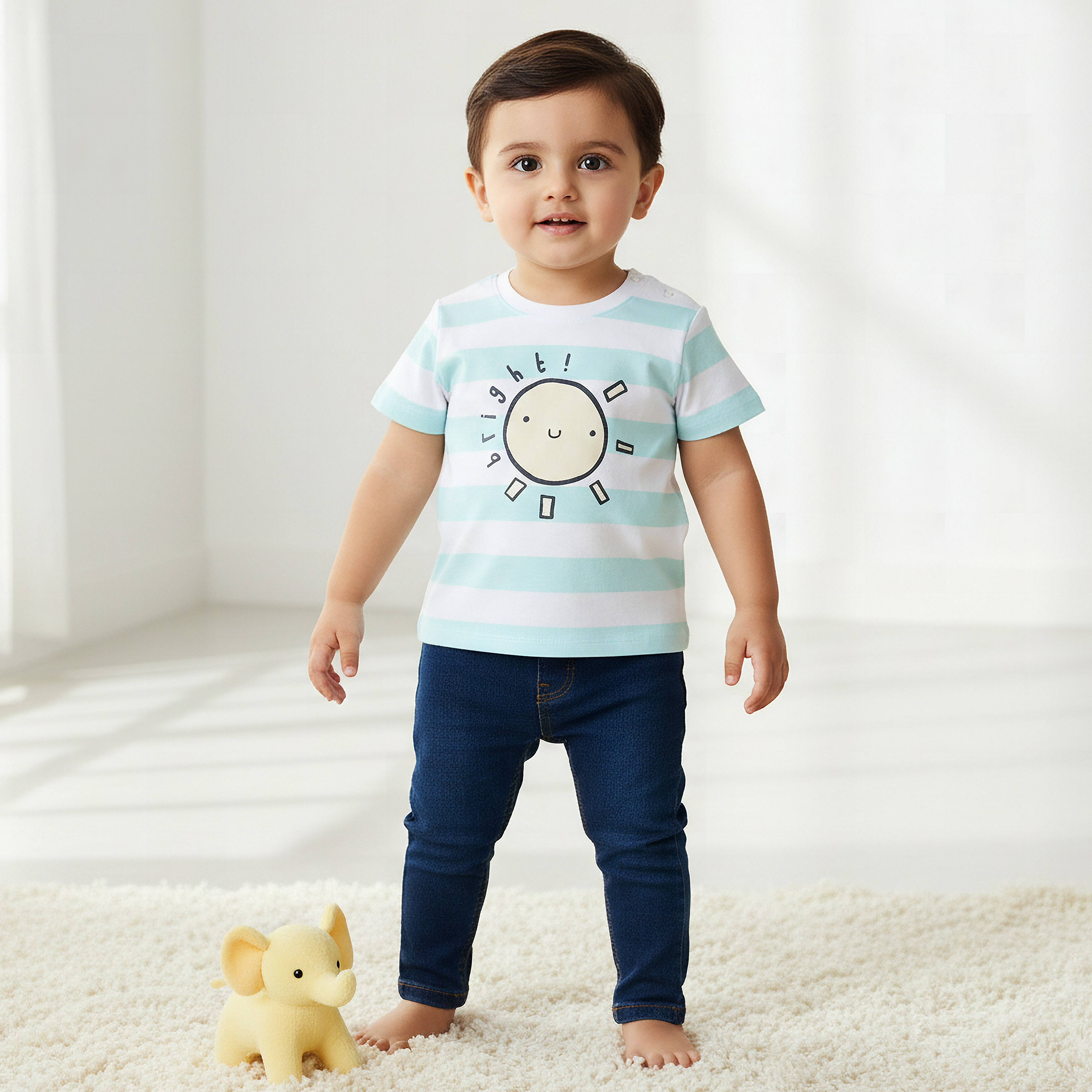 Juniors Crew Neck Short Sleeves T-shirt with Stripes-baby-boys-clothing-tshirtsandpolos-image-1