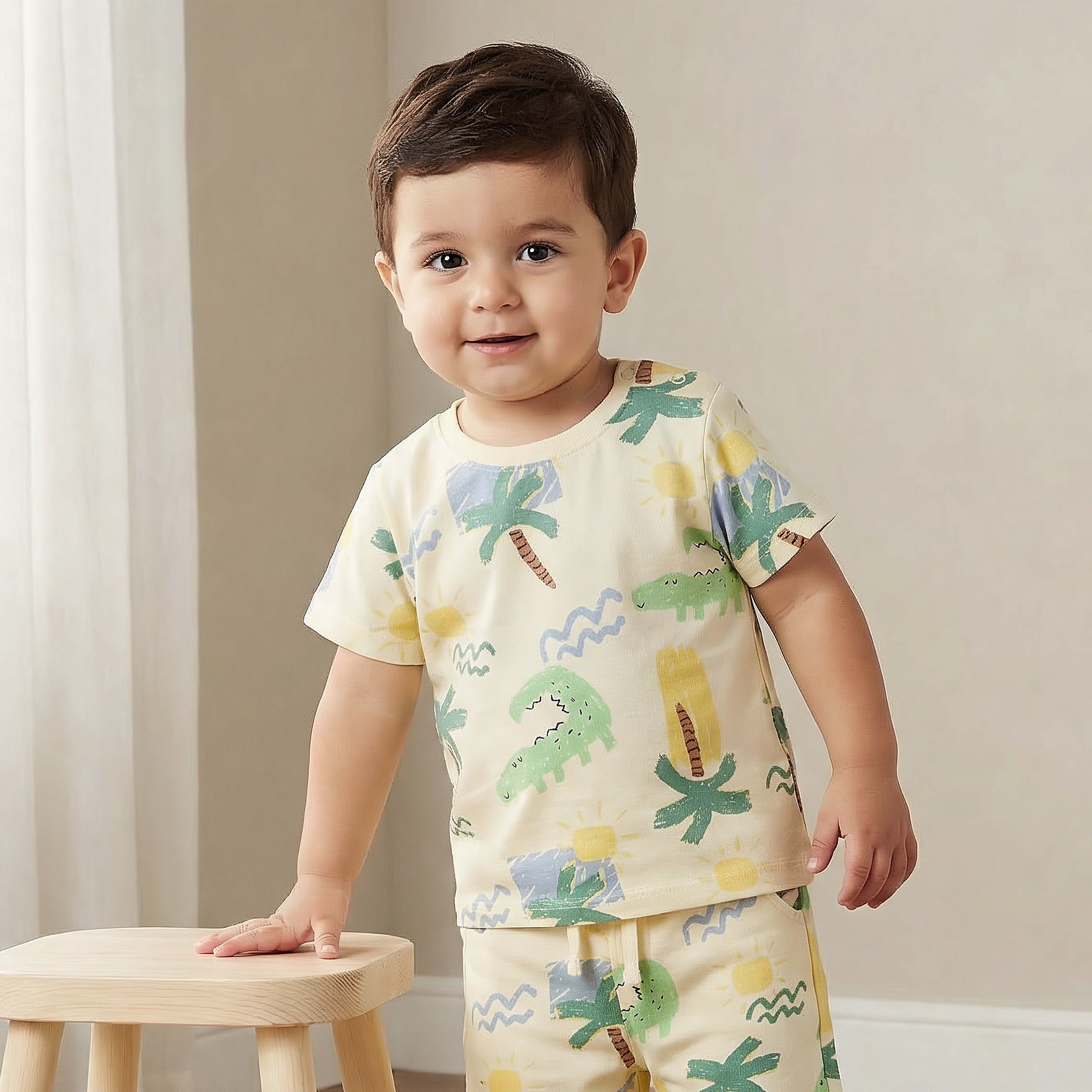 Juniors Round Neck Short Sleeves T-shirt with Alligator Print-baby-boys-clothing-tshirtsandpolos-image-1
