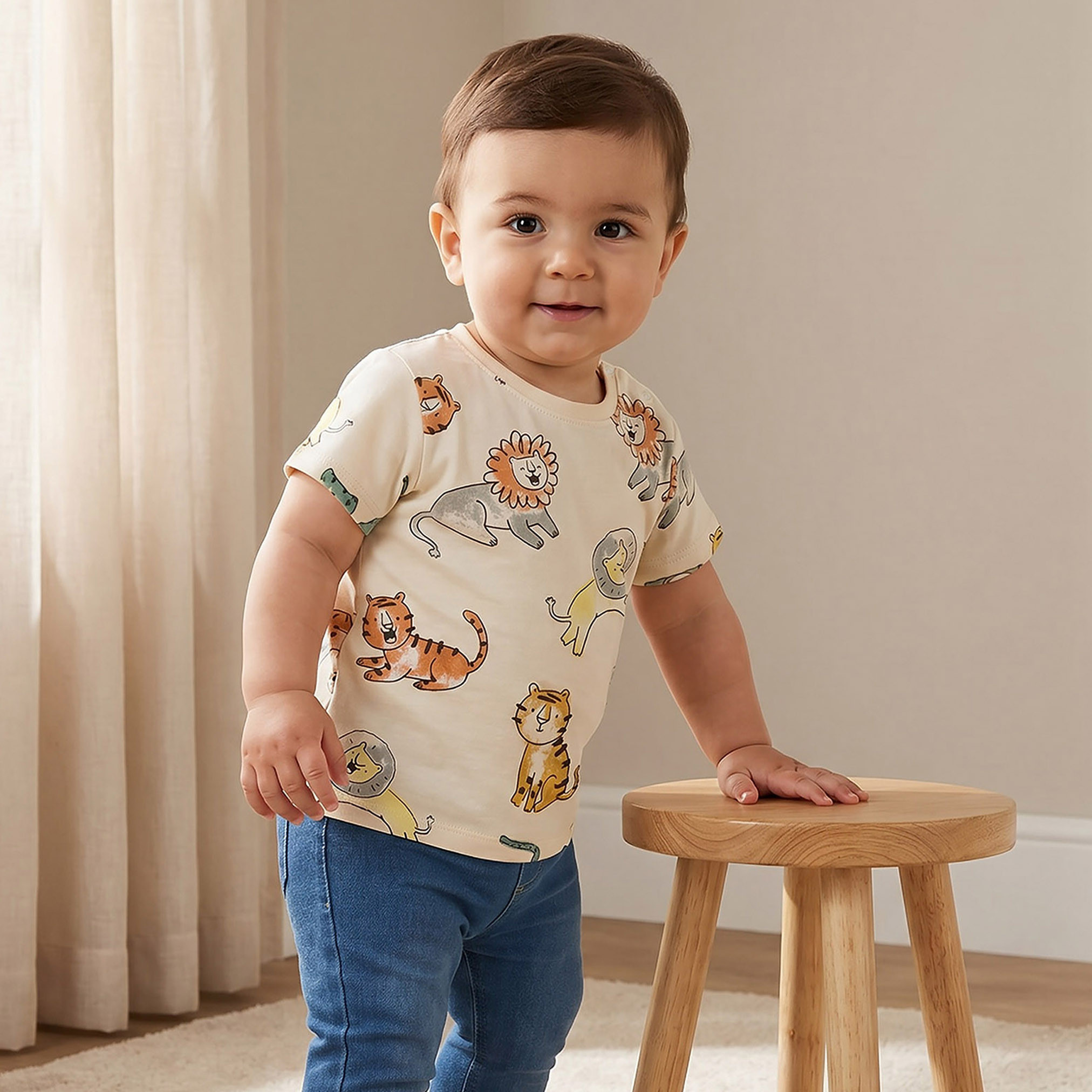 Juniors Round Neck Short Sleeves T-shirt with Alligator Print-baby-boys-clothing-tshirtsandpolos-image-1