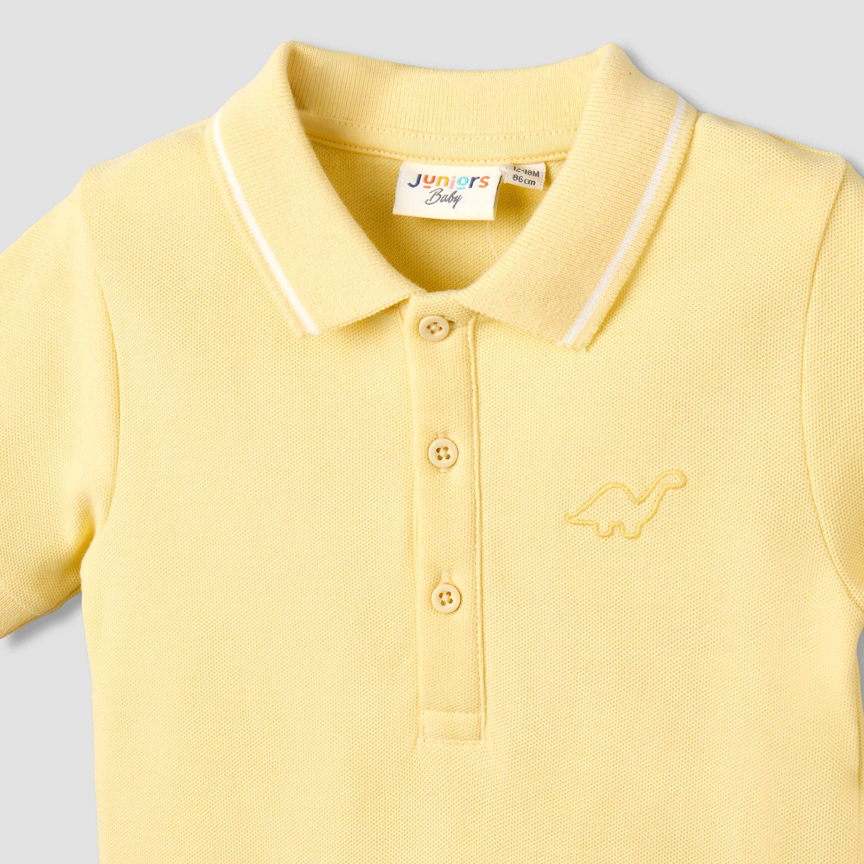 Juniors Short Sleeve Polo Bodysuit with Texture-baby-boys-clothing-bodysuits-image-4
