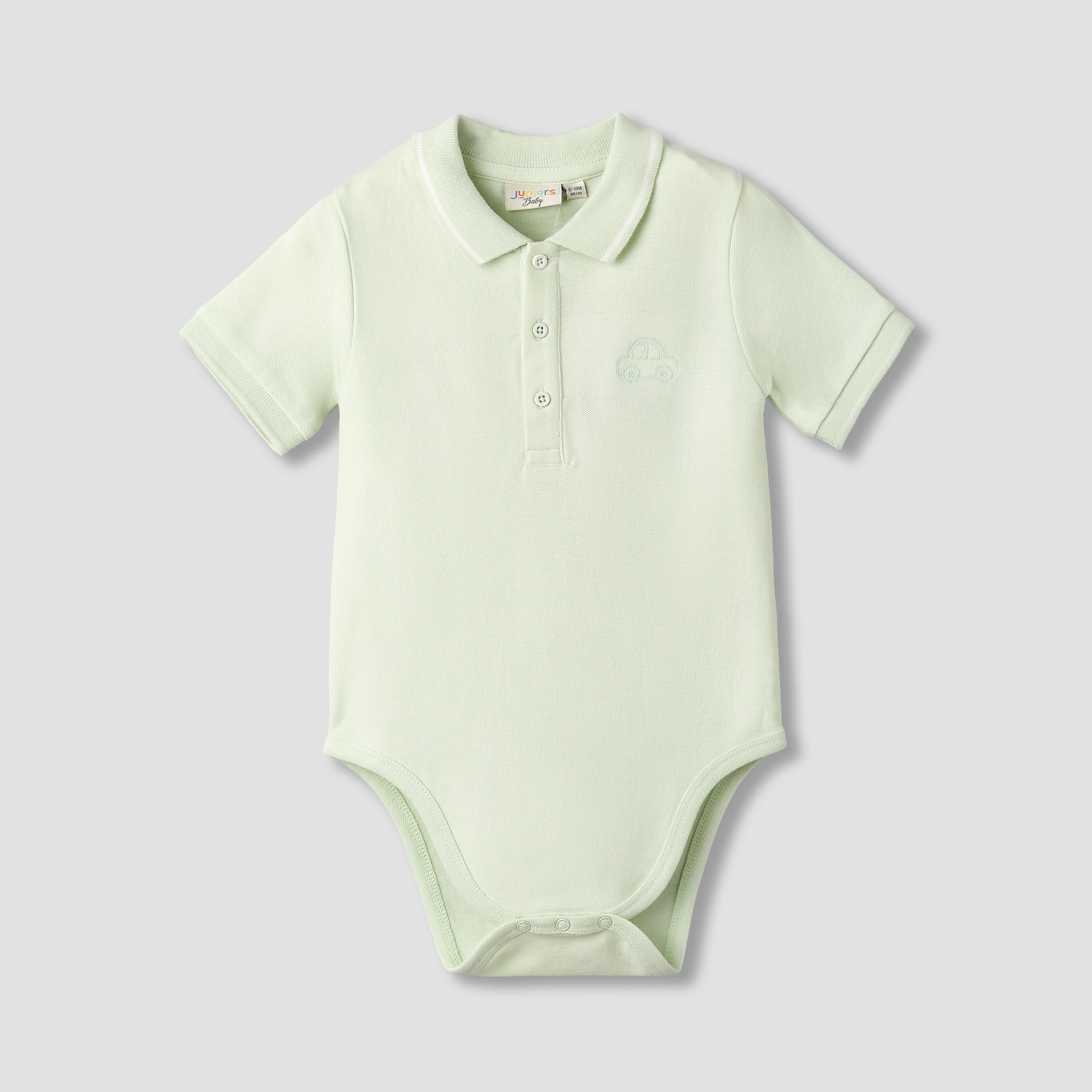 Juniors Short Sleeve Polo Bodysuit with Texture-baby-boys-clothing-bodysuits-image-2