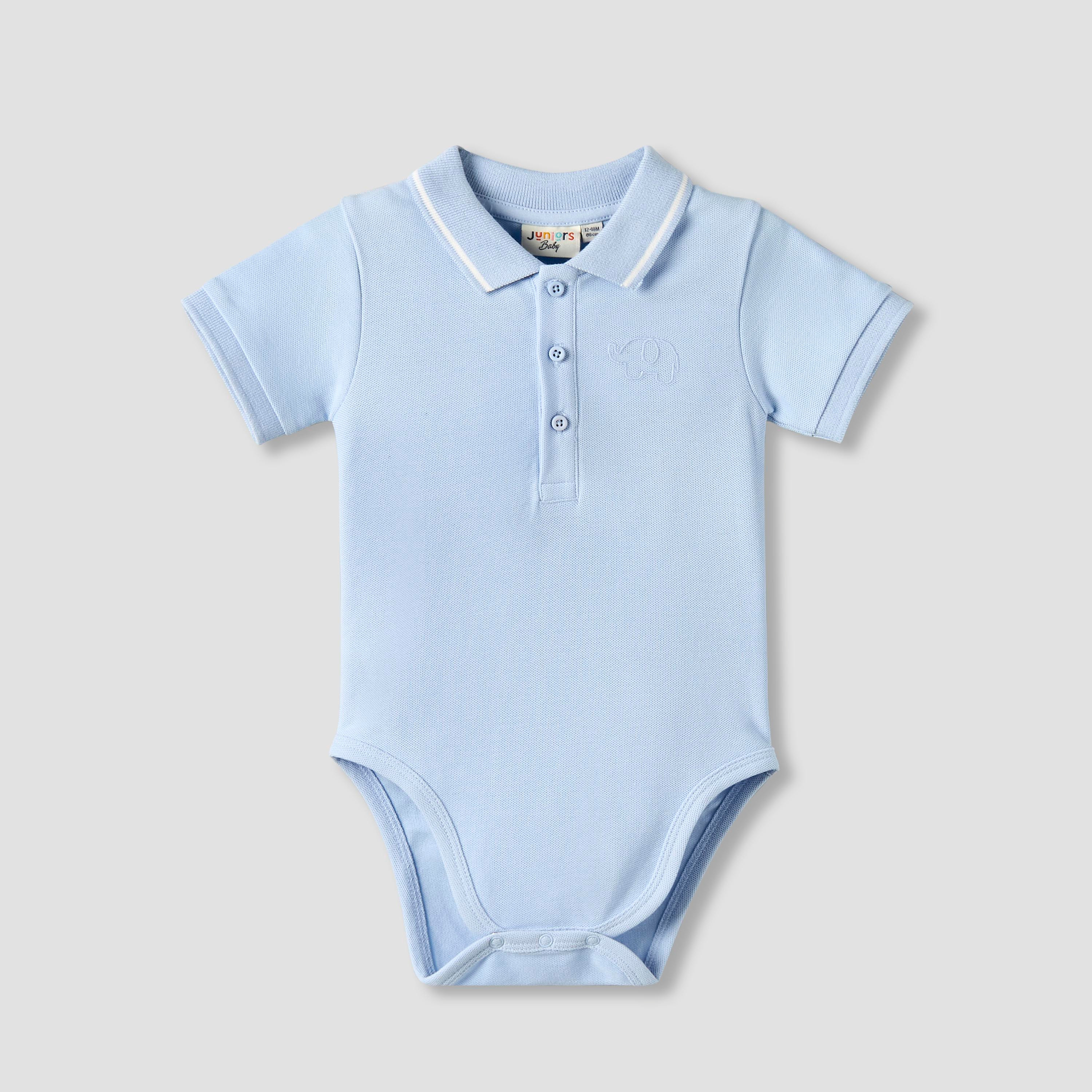 Juniors Short Sleeve Polo Bodysuit with Texture-baby-boys-clothing-bodysuits-image-2