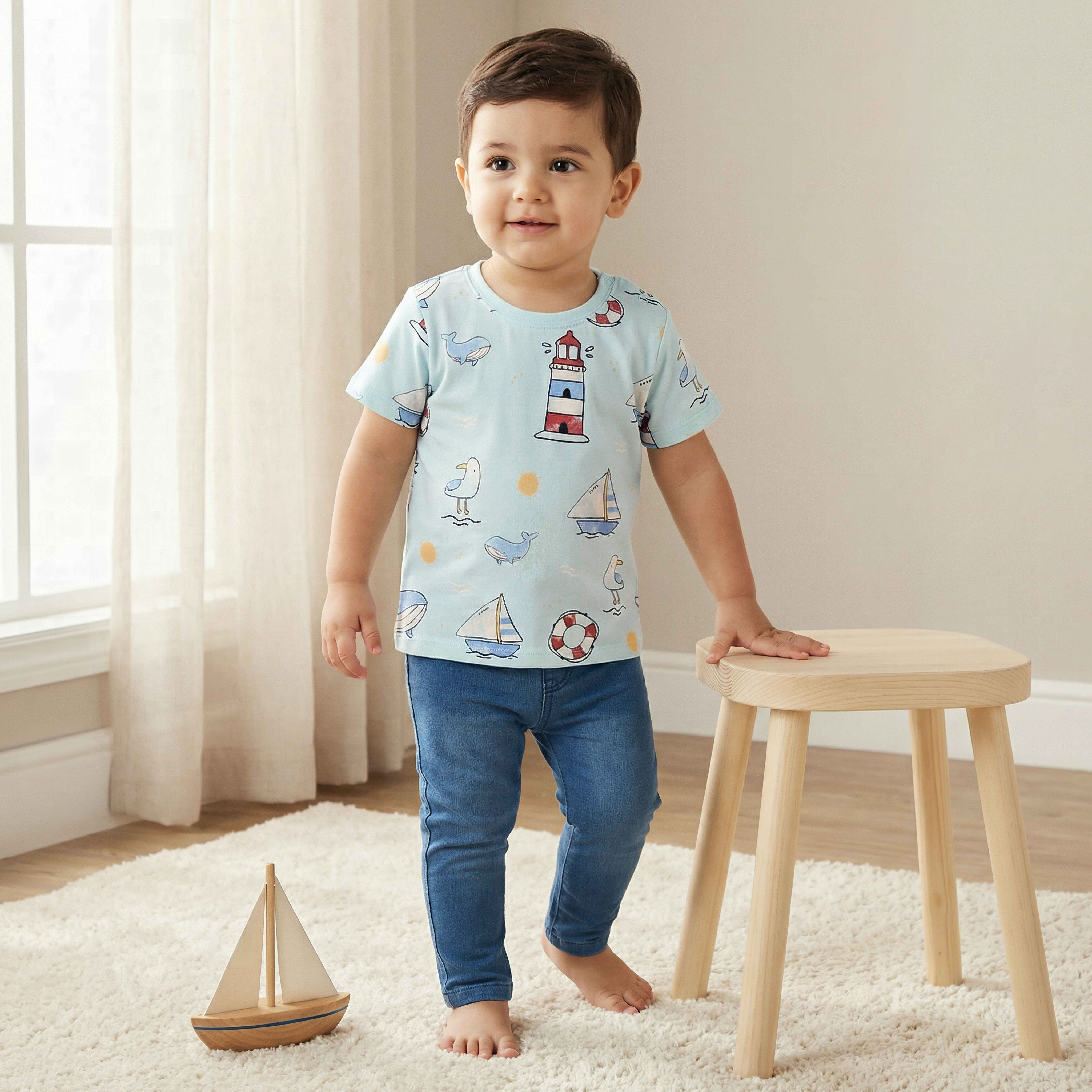 Juniors Crew Neck Short Sleeve T-shirt with Nautical Print-baby-boys-clothing-tshirtsandpolos-image-1