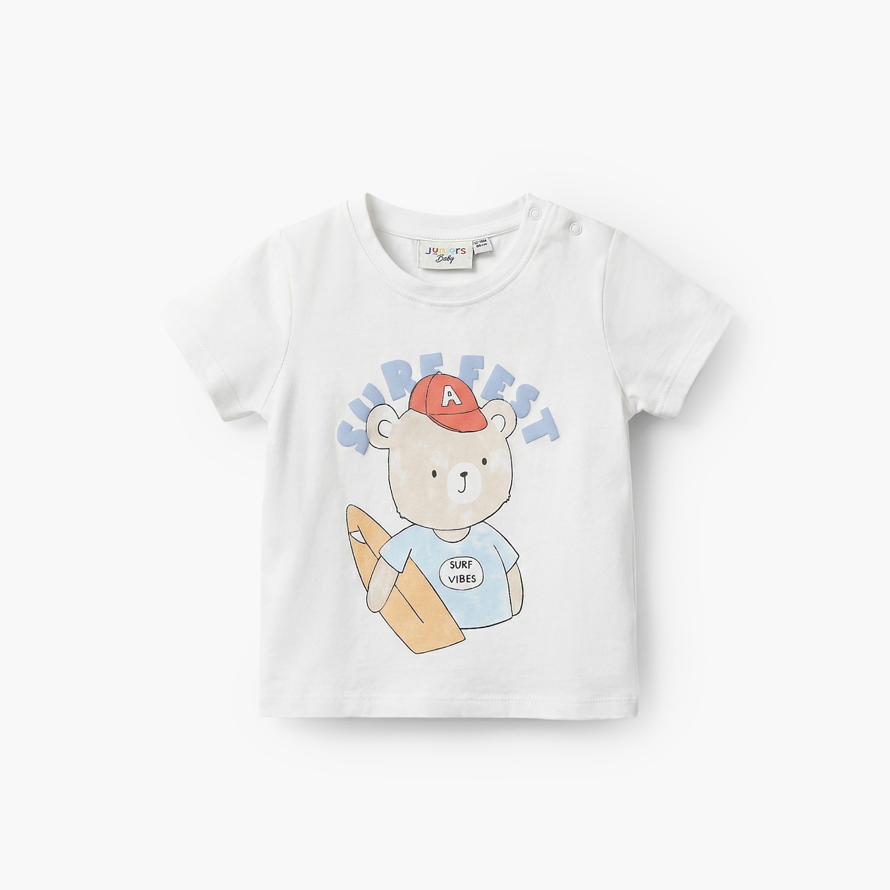 Juniors Crew Neck Short Sleeves T-shirt with Bear Print-baby-boys-clothing-tshirtsandpolos-image-2