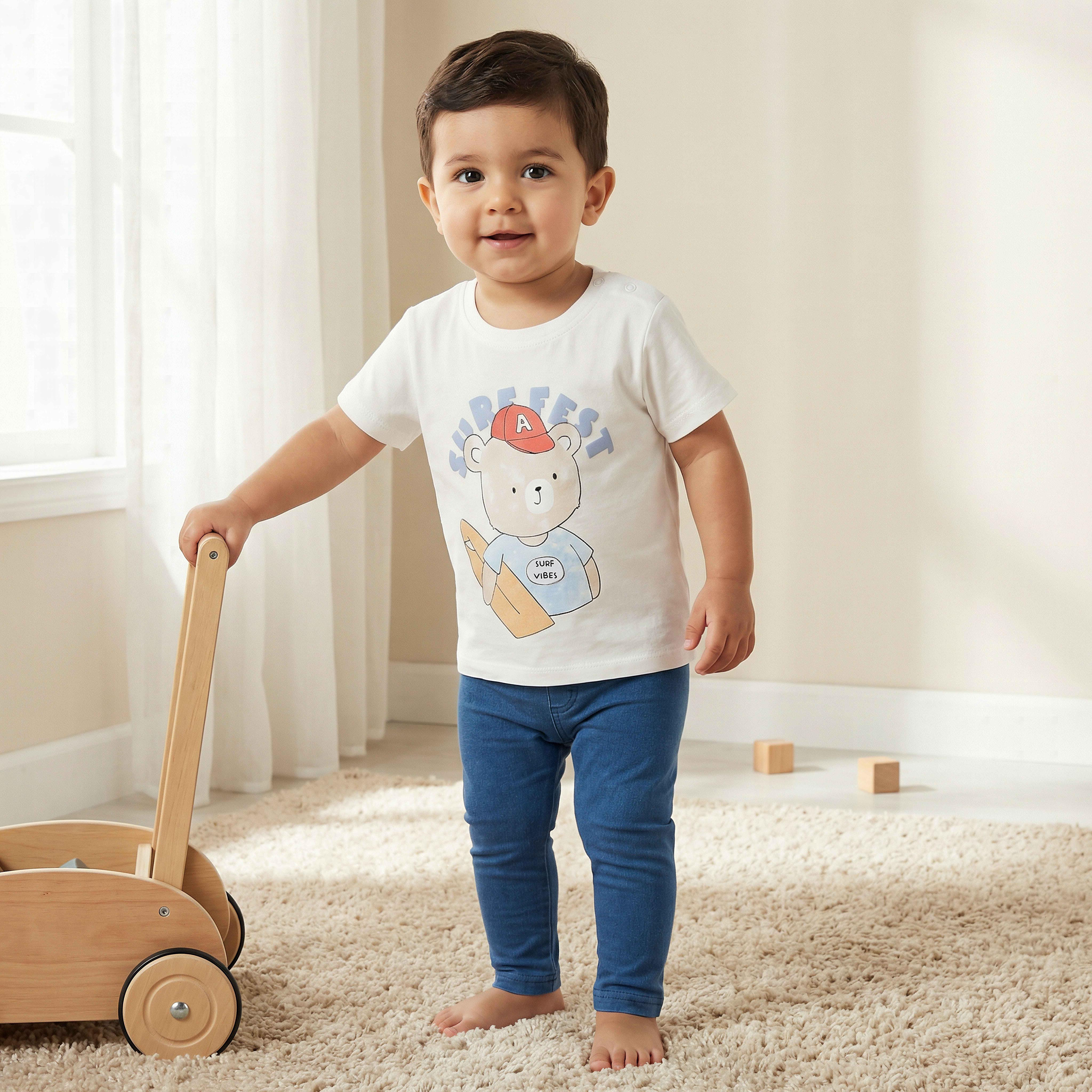 Juniors Crew Neck Short Sleeves T-shirt with Bear Print-baby-boys-clothing-tshirtsandpolos-image-1