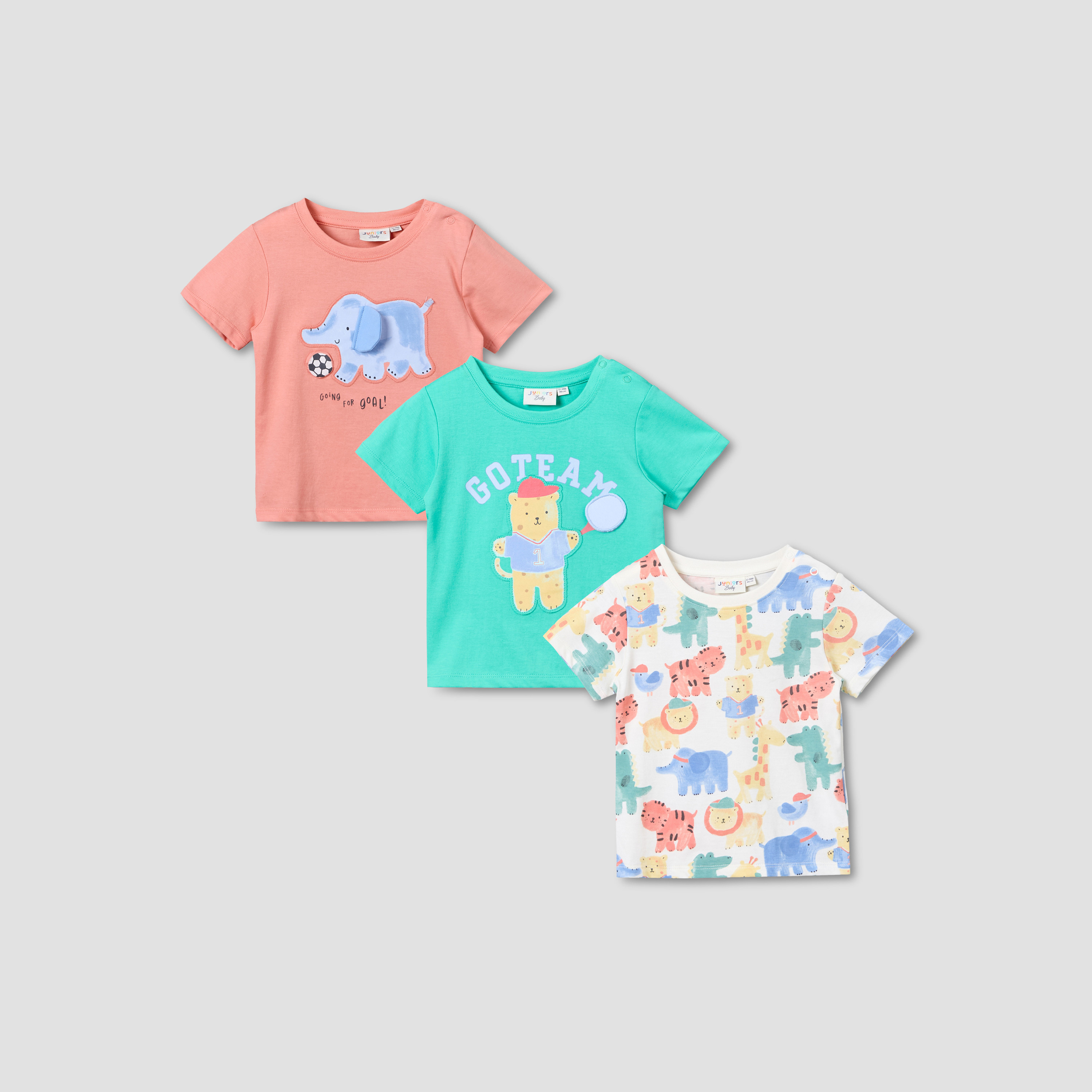 Pack of 3 Juniors Short Sleeves T-shirt with Fun Print-baby-boys-clothing-tshirtsandpolos-image-1