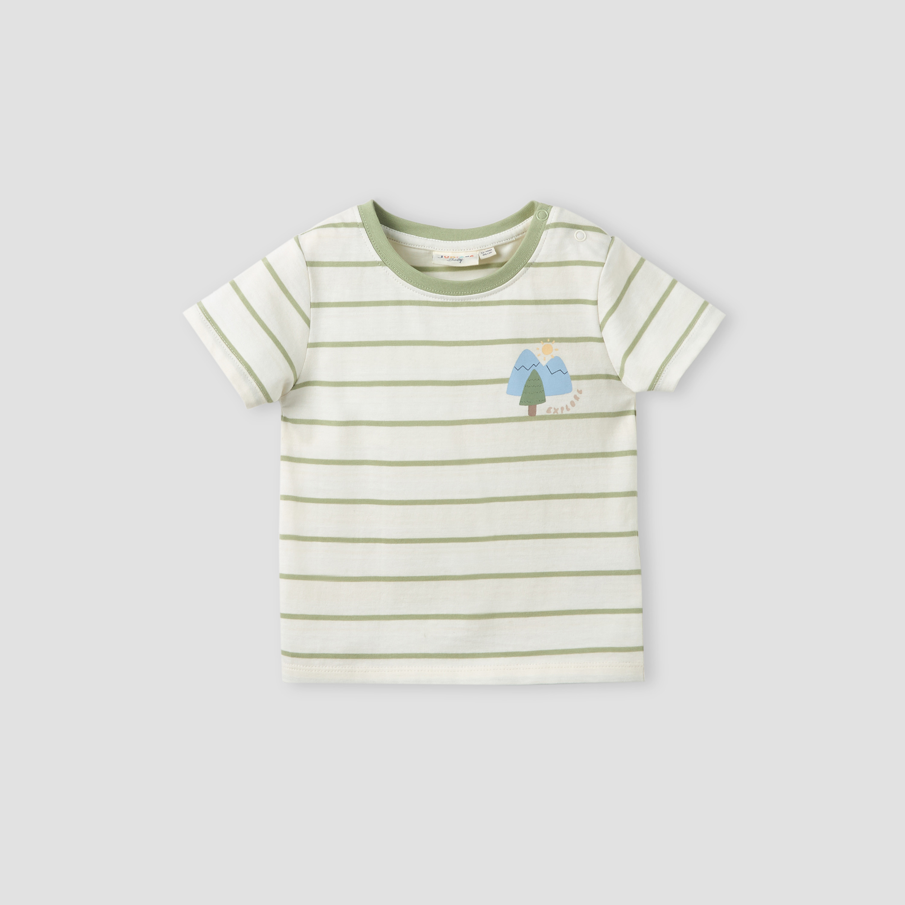 تيشيرت مخطط بياقة ضيقة وأكمام قصيرة من جونيورز-baby-boys-clothing-tshirtsandpolos-image-2