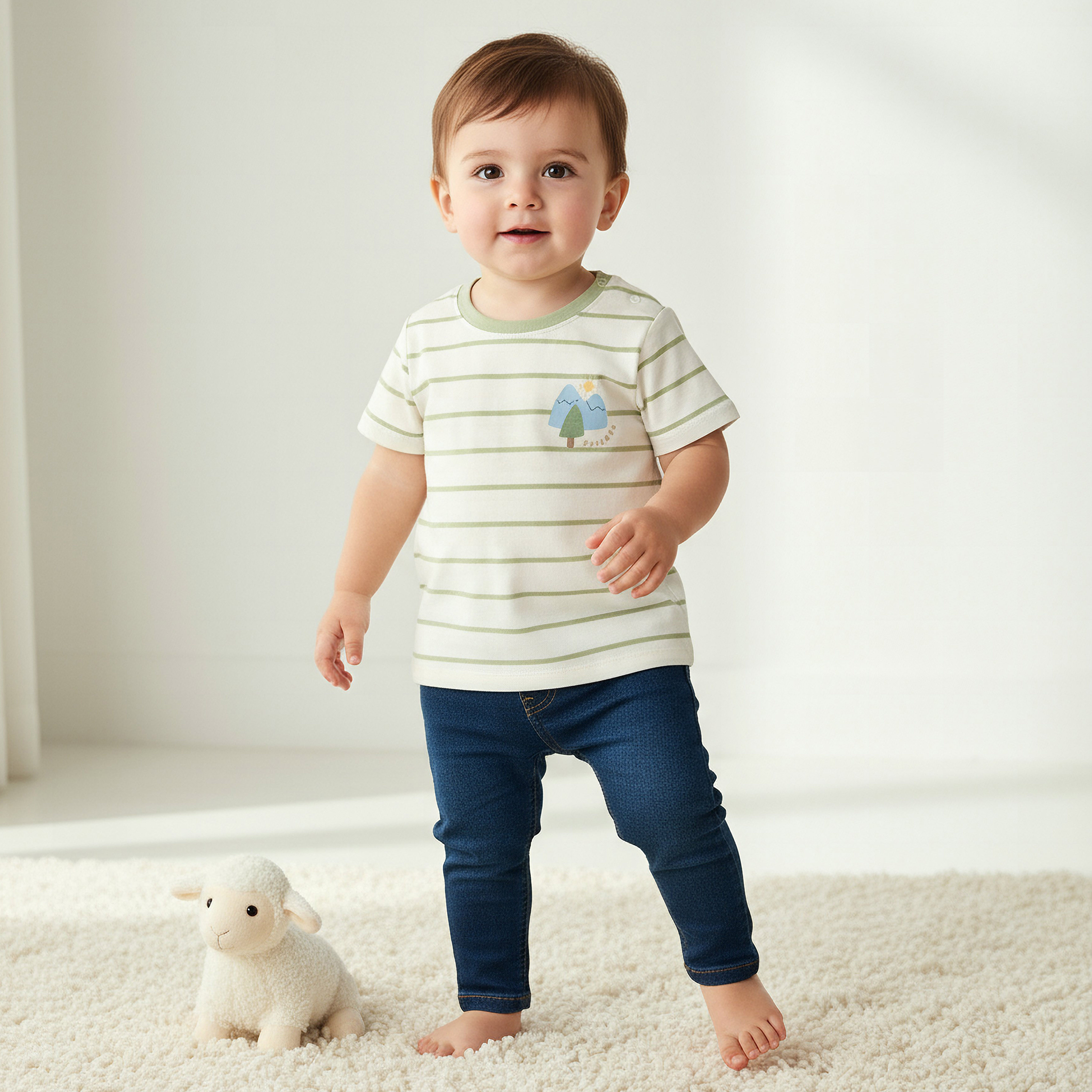 Juniors Crew Neck Short Sleeves T-shirt with Stripes-baby-boys-clothing-tshirtsandpolos-image-1