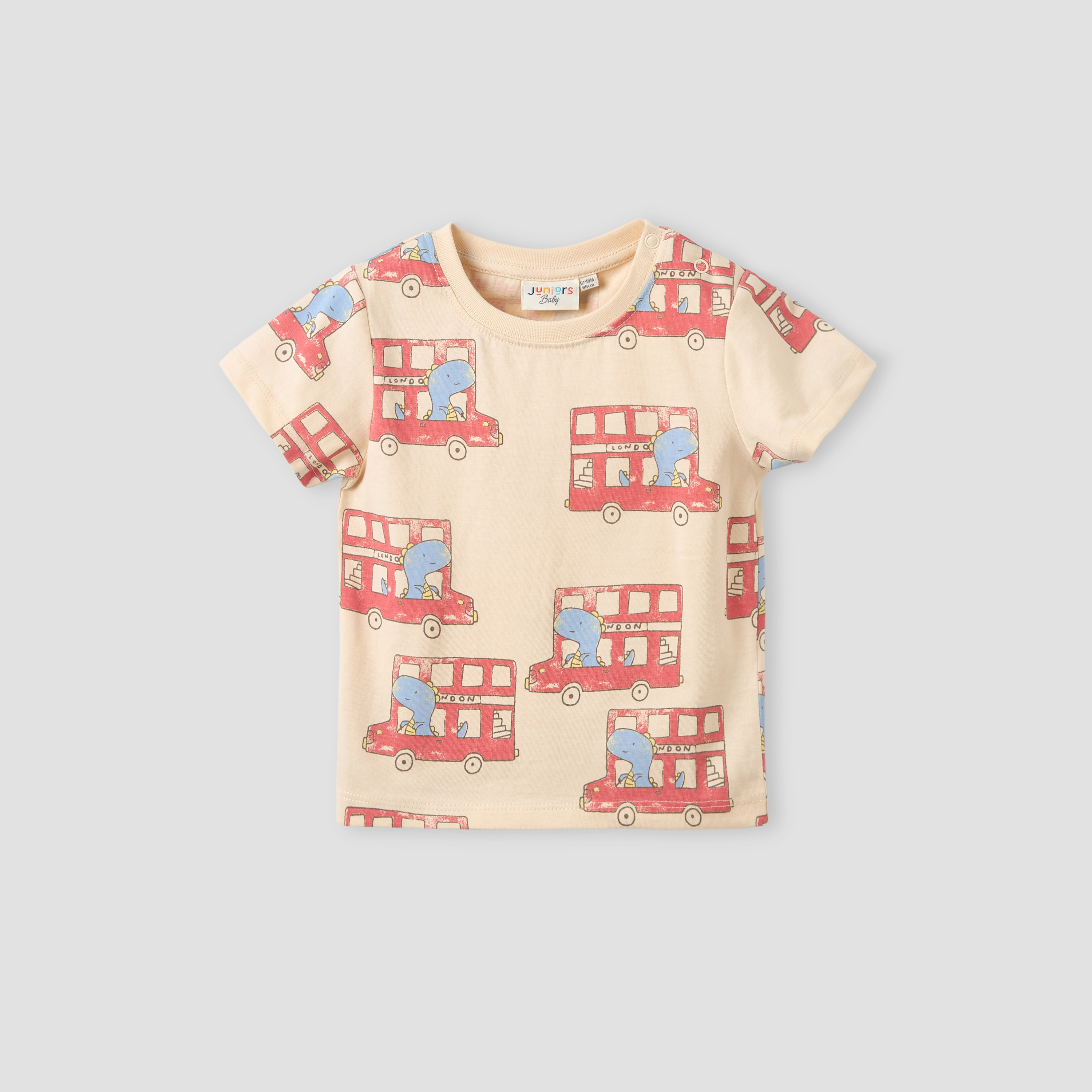 Juniors Crew Neck Short Sleeves T-shirt with Dinosaur Bus Print-baby-boys-clothing-tshirtsandpolos-image-1