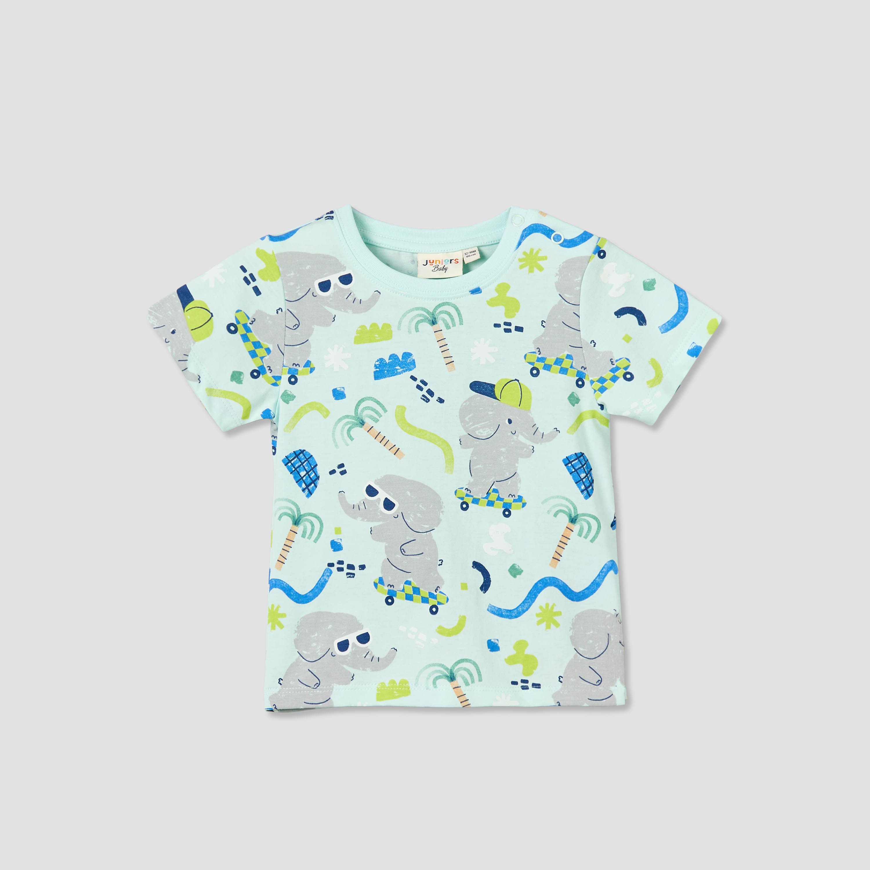 Juniors Crew Neck Short Sleeves T-shirt with Elephant Print-baby-boys-clothing-tshirtsandpolos-image-2