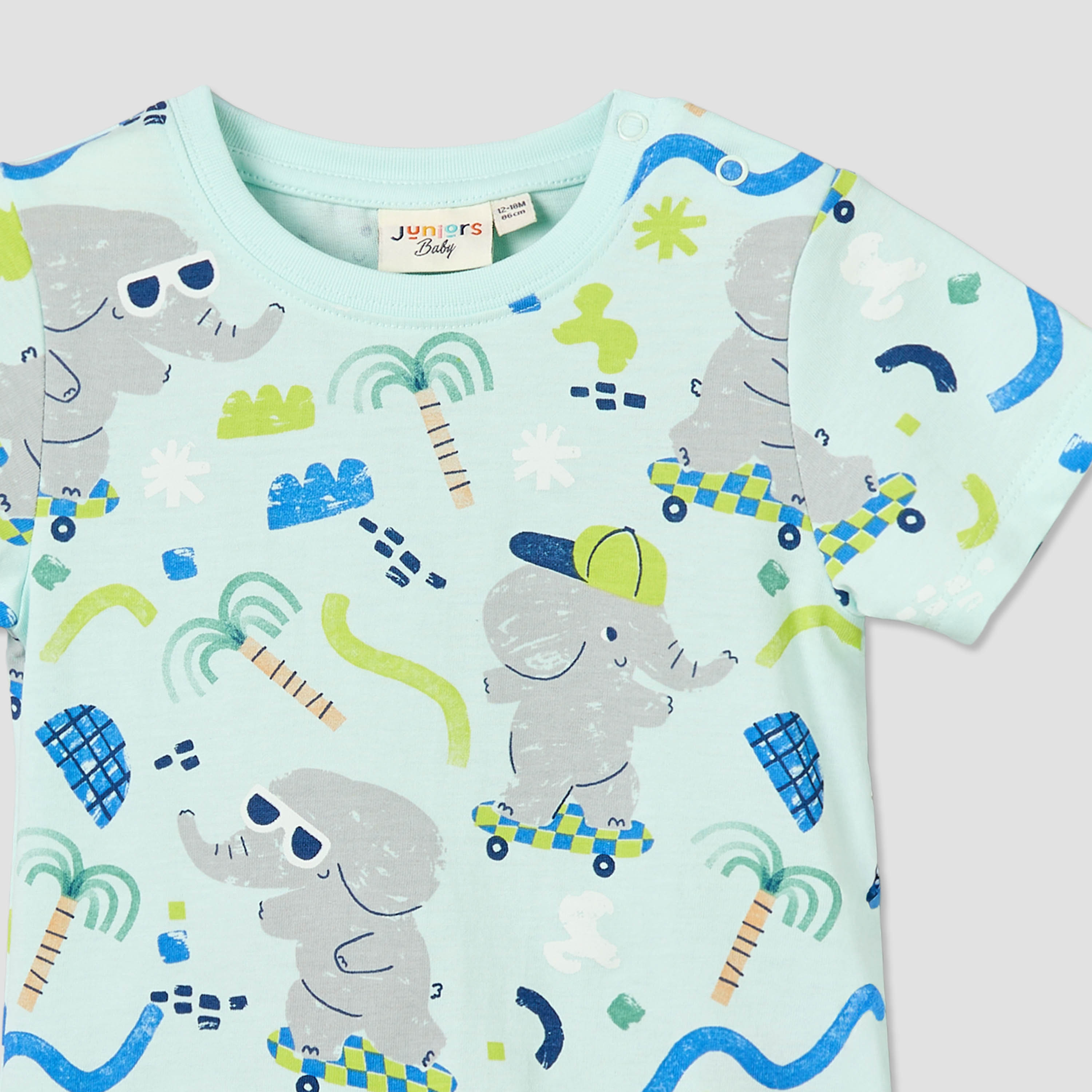 Juniors Crew Neck Short Sleeves T-shirt with Elephant Print-baby-boys-clothing-tshirtsandpolos-image-4