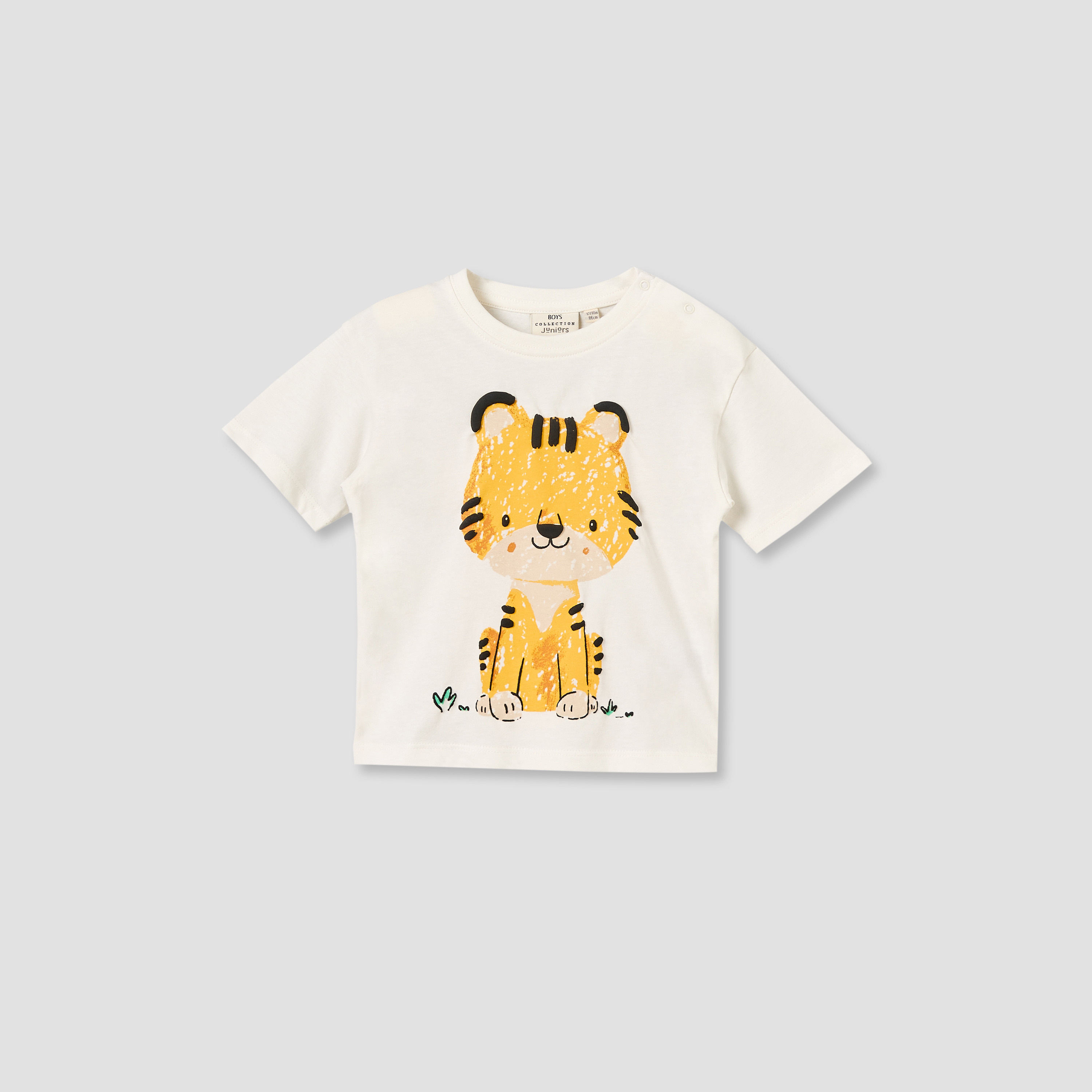 Juniors Crew Neck Short Sleeves T-shirt with Tiger Print-baby-boys-clothing-tshirtsandpolos-image-2