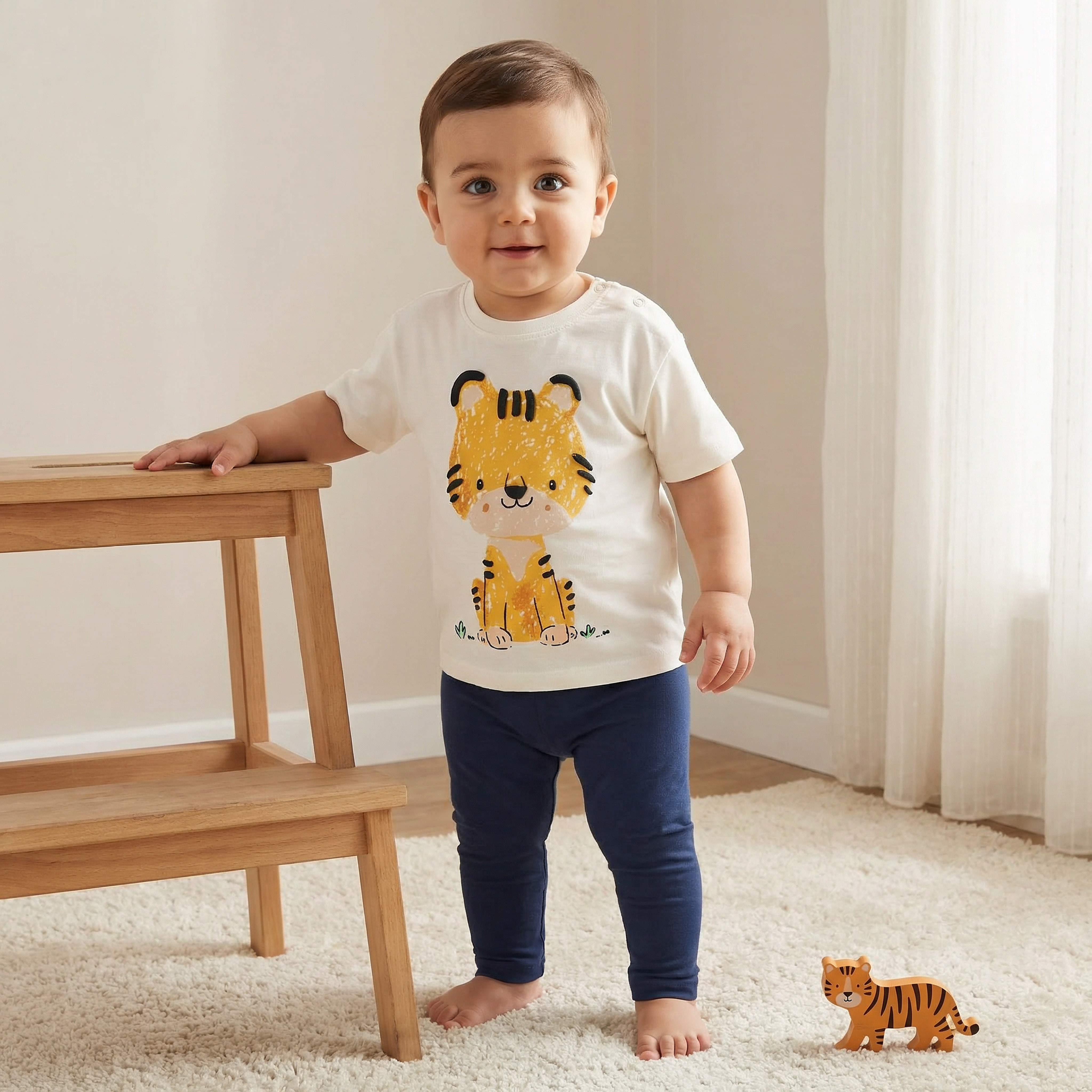Juniors Crew Neck Short Sleeves T-shirt with Tiger Print-baby-boys-clothing-tshirtsandpolos-image-1